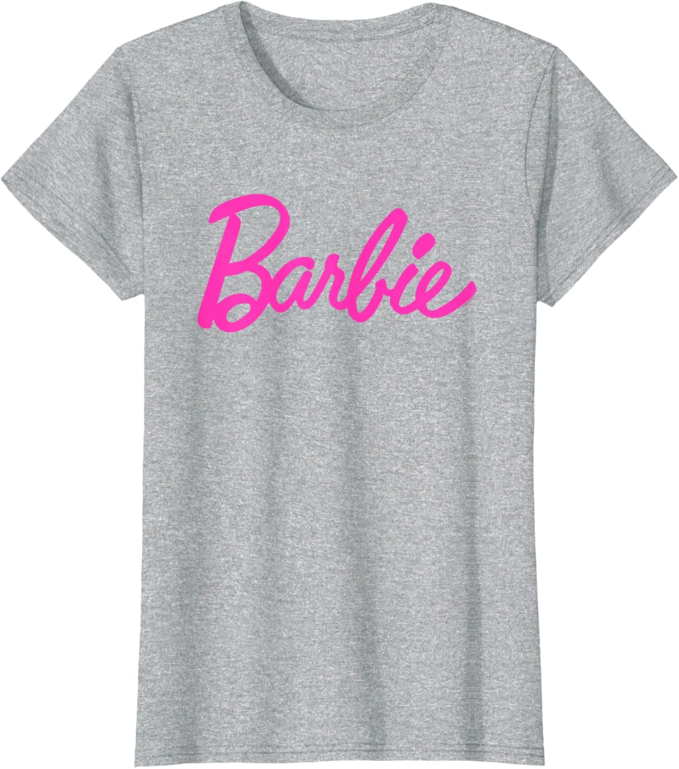 imageBarbie Classic Script Pink Logo TShirtHeather Grey