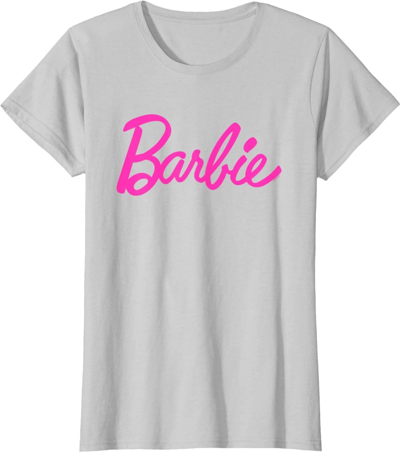 imageBarbie Classic Script Pink Logo TShirtSilver Grey