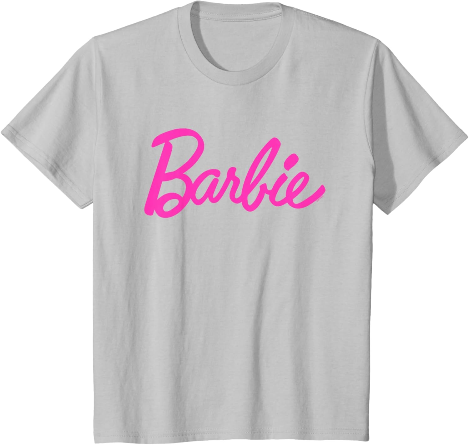 imageBarbie Classic Script Pink Logo TShirtSilver Grey
