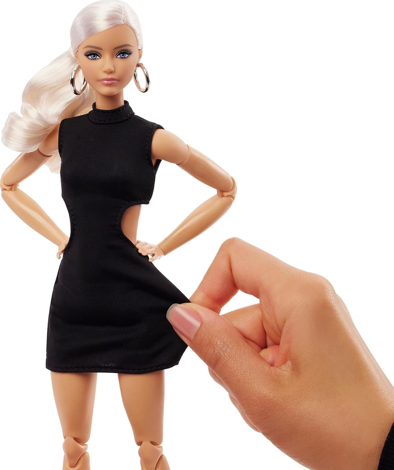 imageBarbie Basics Model 02 Collector Doll with Blonde Hair Black Mini Dress amp Gladiator Boots Universalfit Fashions Posable Body amp Swappable Doll HeadMulticolor