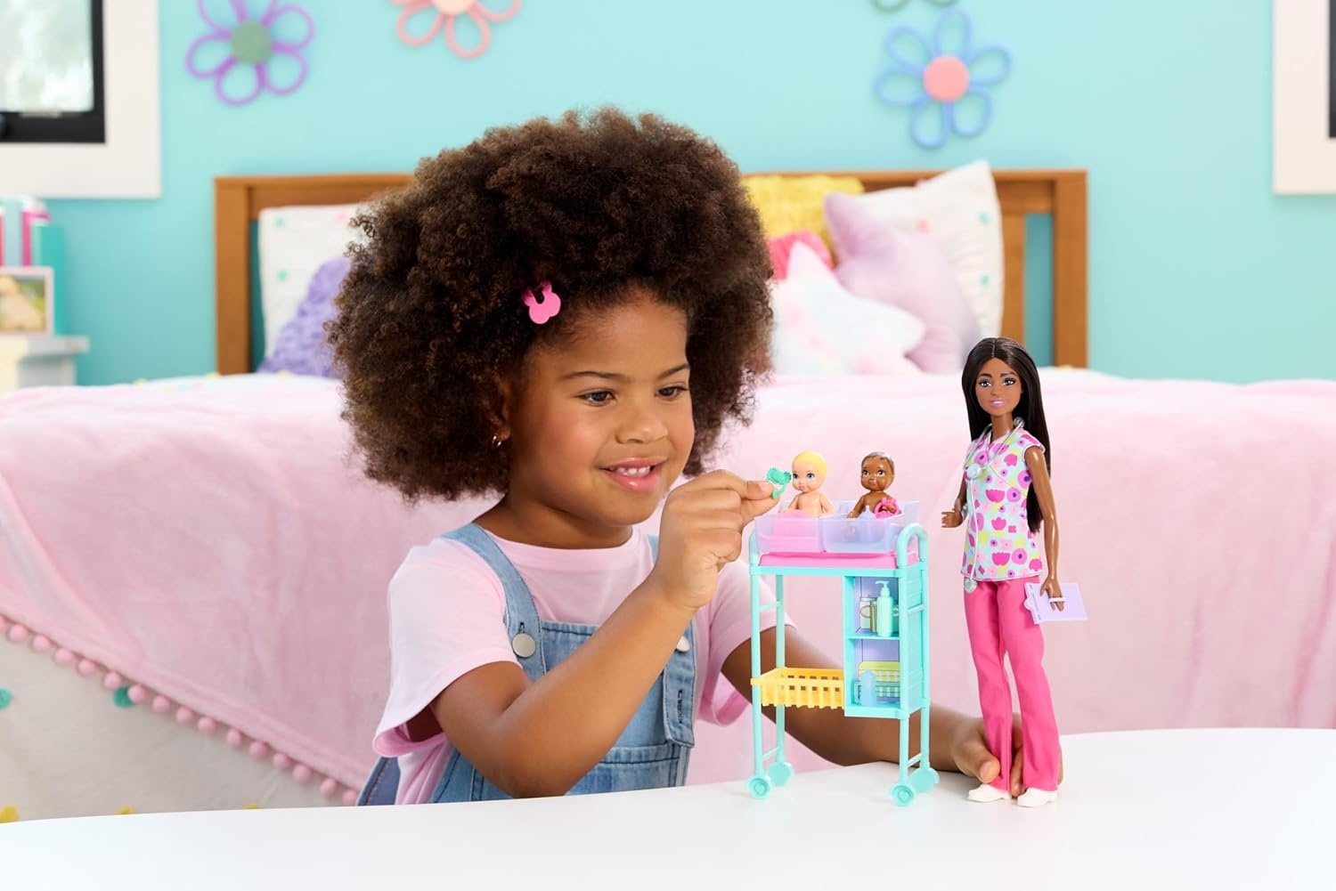 imageBarbie Careers Baby Doctor Playset with Brunette Doll Wearing Scrubs 2 Baby Dolls Examination Table amp AccessoriesMulticolor