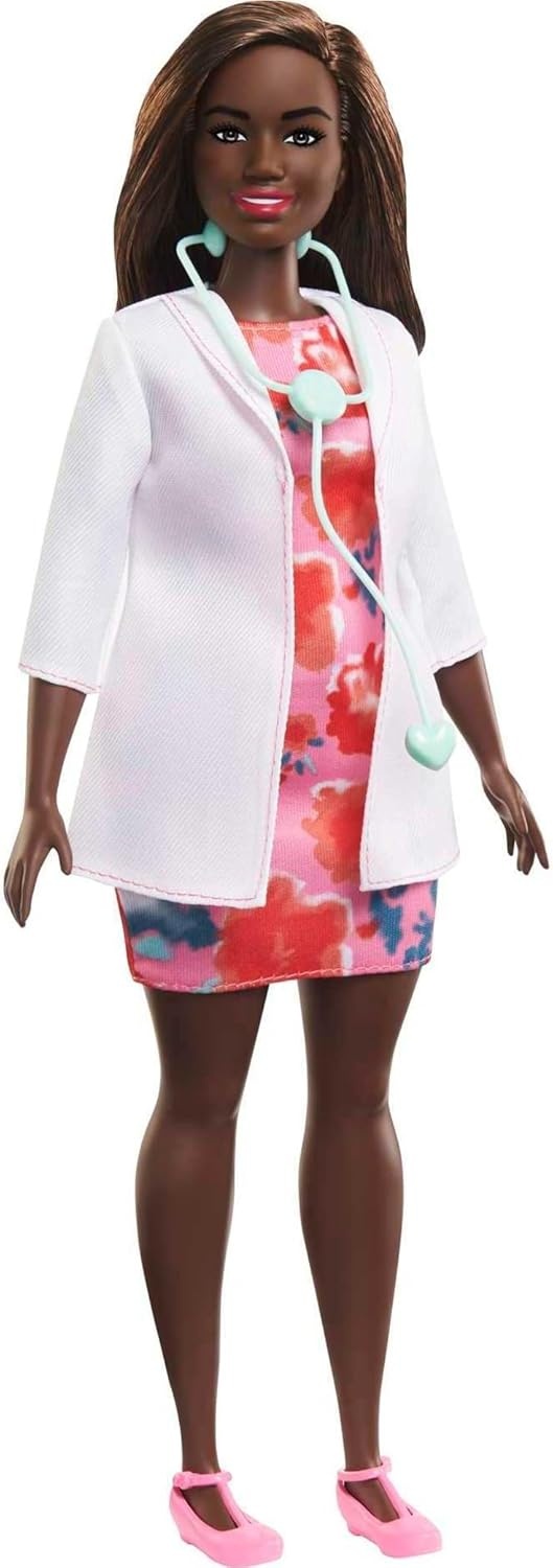 imageBarbie Careers Fashion Doll amp Accessory Doctor with Curvy Body Type amp Brunette Hair Wearing Coat amp Flats with StethoscopeDoctor