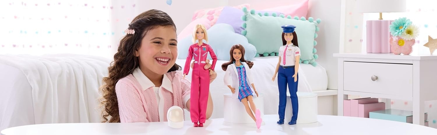 imageBarbie Careers Pilot Fashion Doll Wearing Removable Look with Flight Uniform amp Shoes Plus Hat Accessory