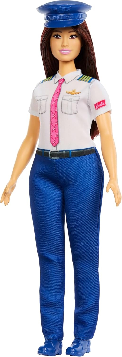 imageBarbie Careers Pilot Fashion Doll Wearing Removable Look with Flight Uniform amp Shoes Plus Hat Accessory