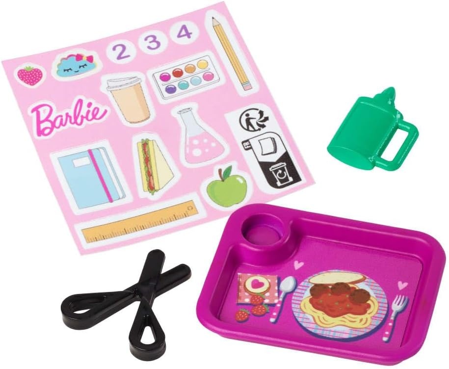 imageBarbie Careers Teacher Playset with Fashion Doll Wearing Removable Dress Toddler Small Doll Classroom Board amp AccessoriesChevron Dress Brunette Student