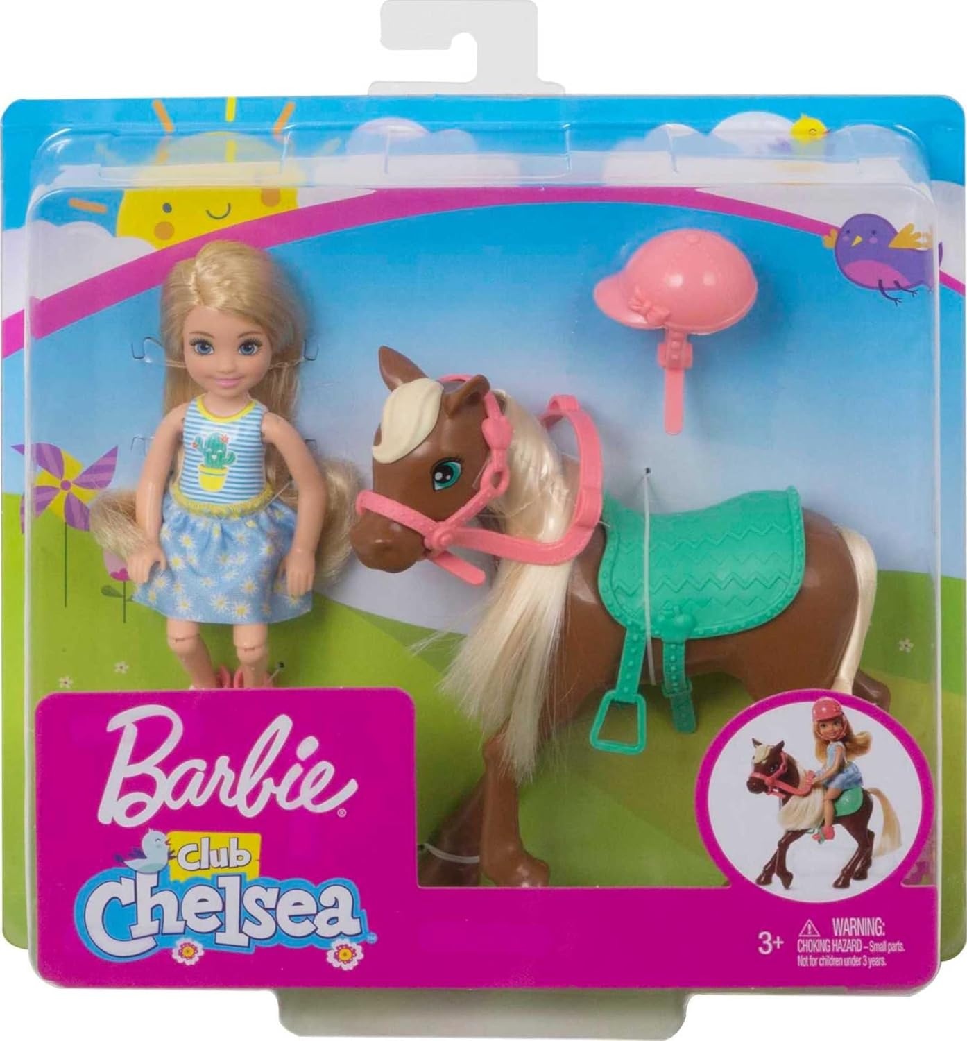 imageBarbie Club Chelsea Doll amp Horse Set Blonde Small Doll in Removable Skirt amp Brown Pony with Blonde Mane Plus Riding AccessoriesBlonde