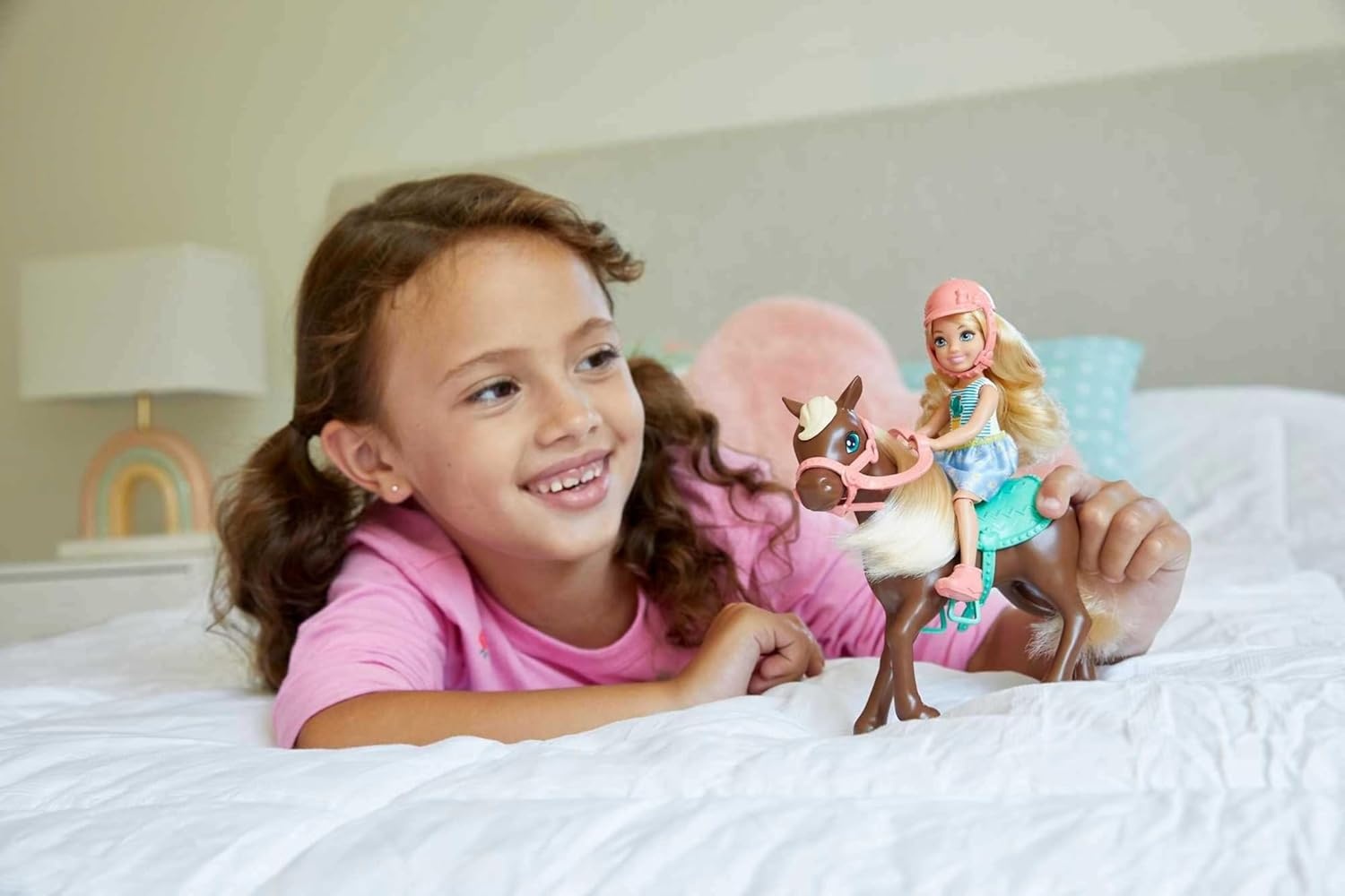 imageBarbie Club Chelsea Doll amp Horse Set Blonde Small Doll in Removable Skirt amp Brown Pony with Blonde Mane Plus Riding AccessoriesBlonde