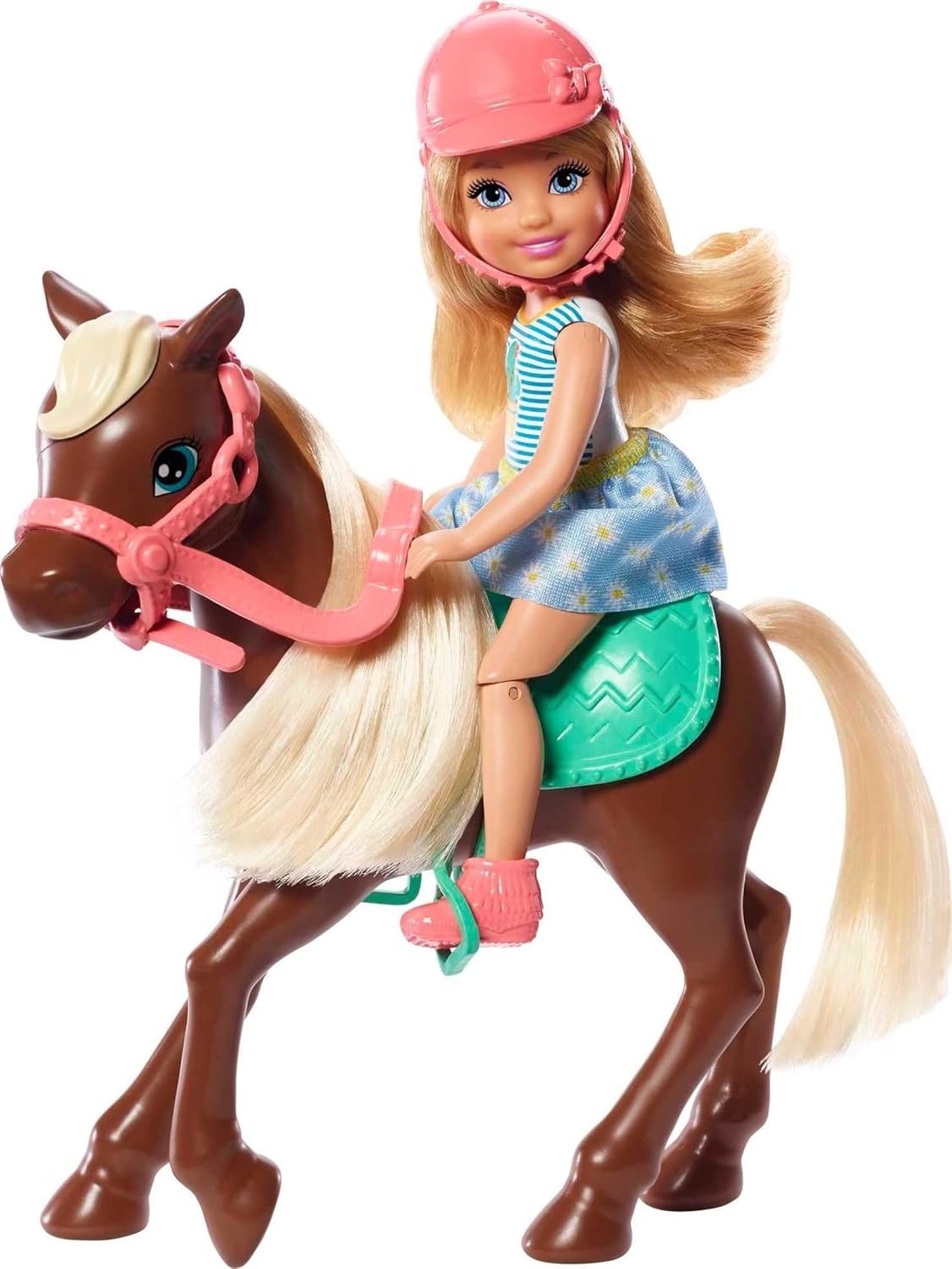imageBarbie Club Chelsea Doll amp Horse Set Blonde Small Doll in Removable Skirt amp Brown Pony with Blonde Mane Plus Riding AccessoriesBlonde