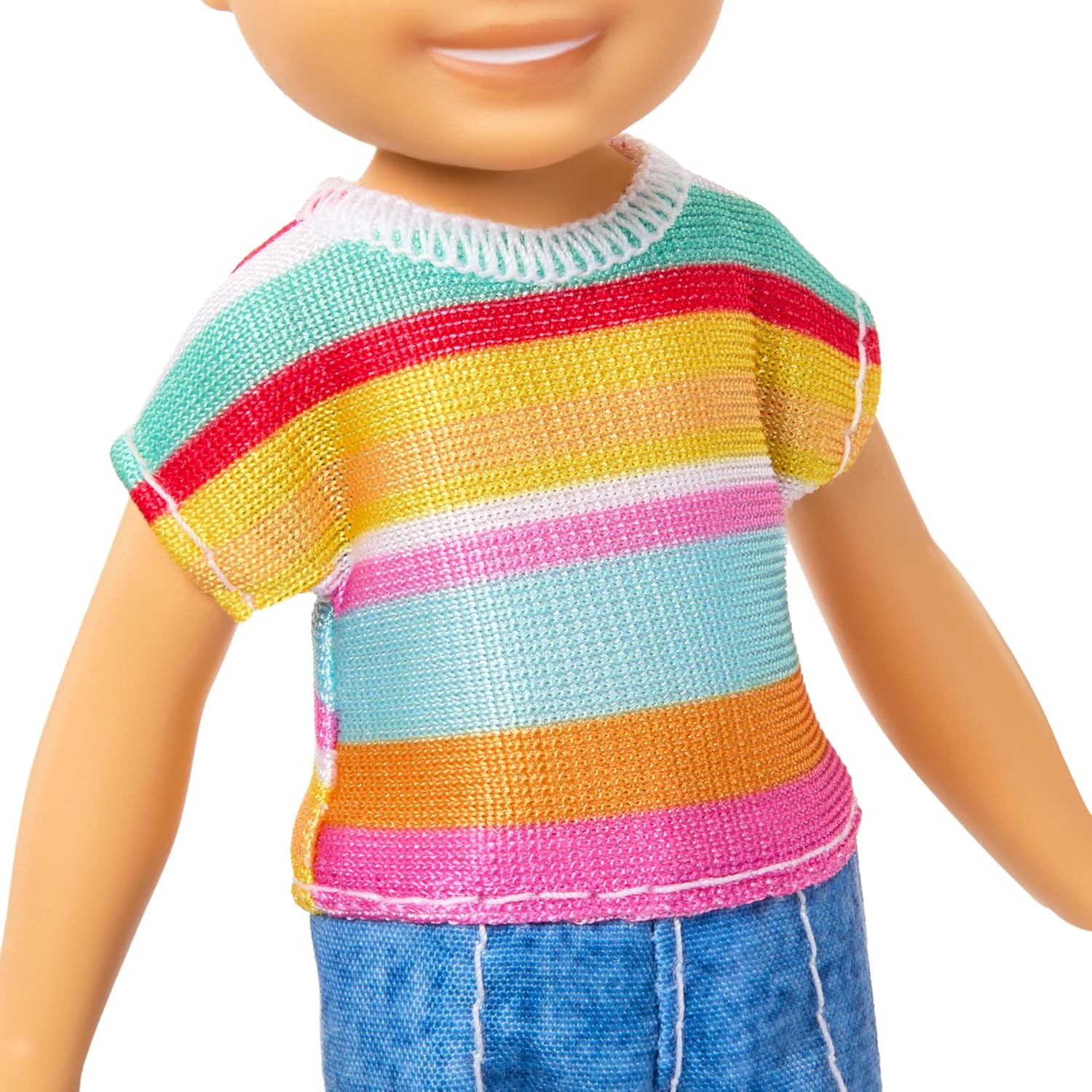 imageBarbie Club Chelsea Koji 6Inch Boy Small Doll with Brunette Hair Wearing Removable Striped Shirt Shorts amp Shoes