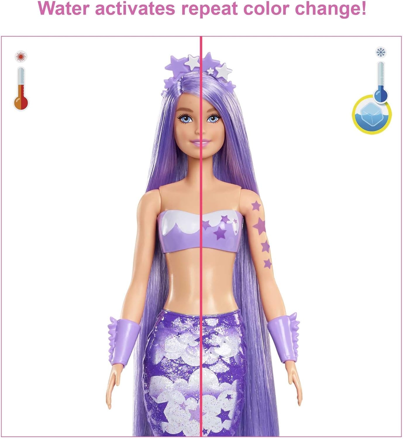 imageBarbie Color Reveal Doll amp Accessories Rainbow Mermaid Series 7 Surprises 1 Mermaid Barbie Doll Styles May Vary