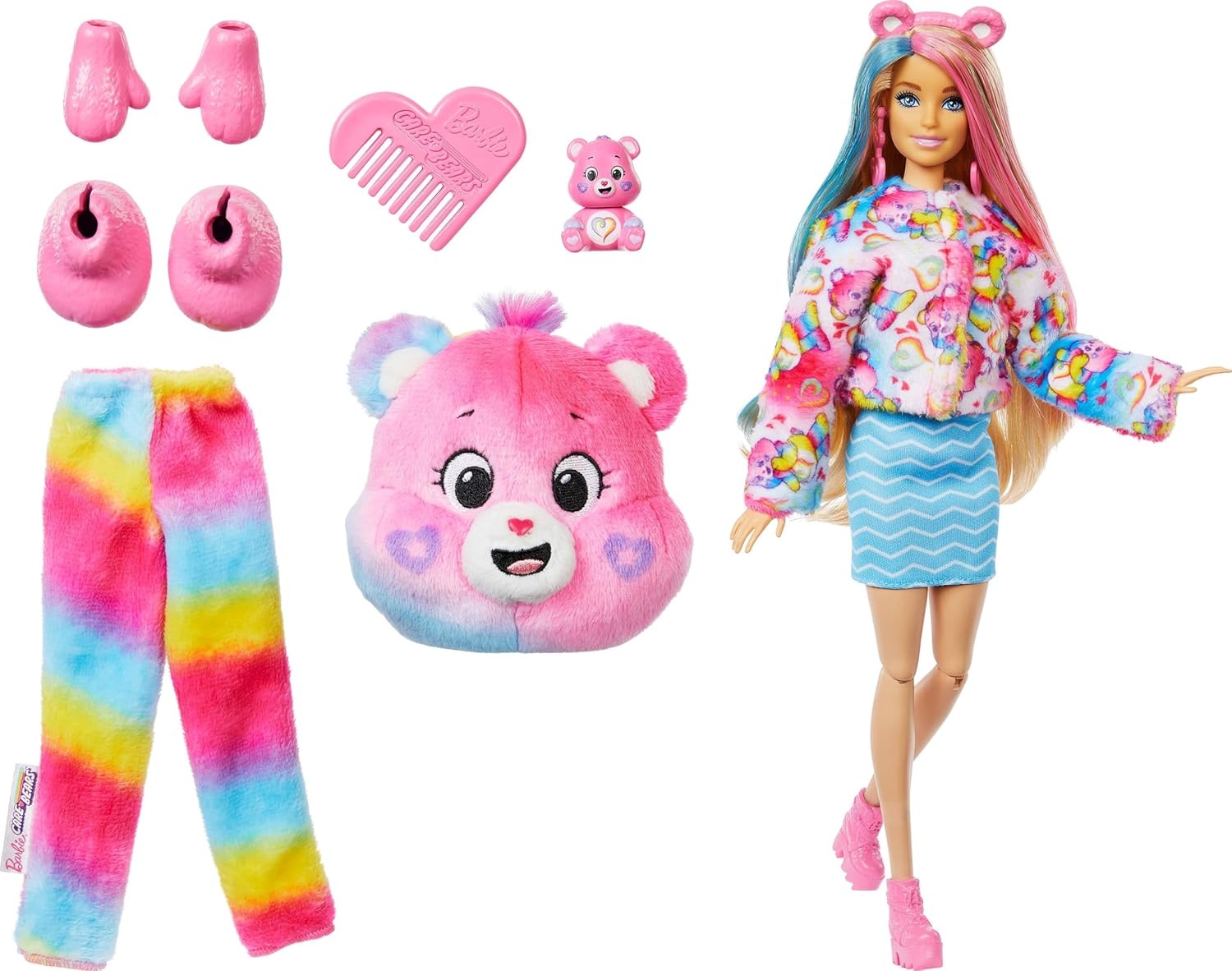 imageBarbie Cutie Reveal Care Bears Doll amp Accessories Series 2 Togetherness Bear with 10 Surprises Including Color Change amp Mini Bear