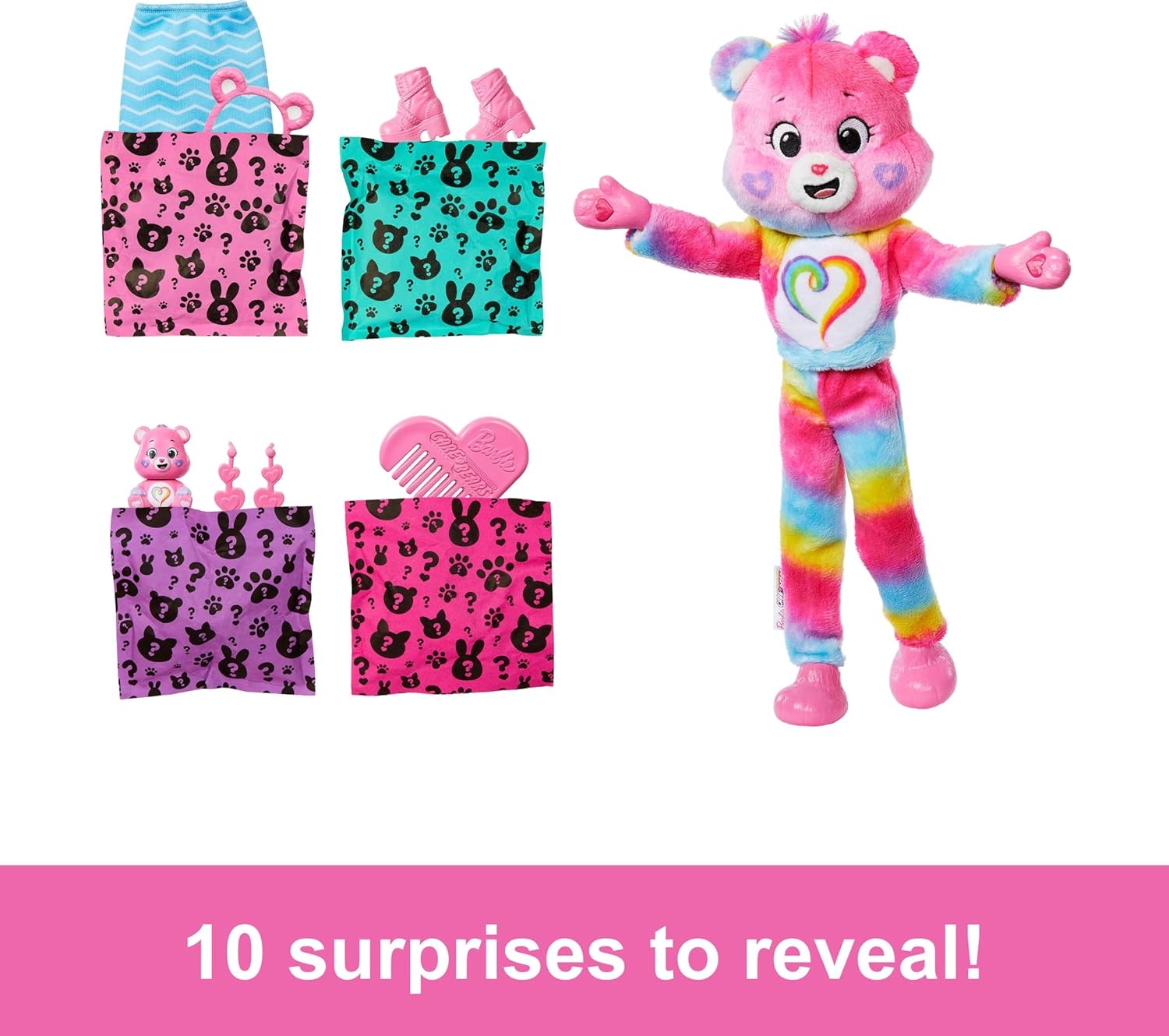 imageBarbie Cutie Reveal Care Bears Doll amp Accessories Series 2 Togetherness Bear with 10 Surprises Including Color Change amp Mini Bear