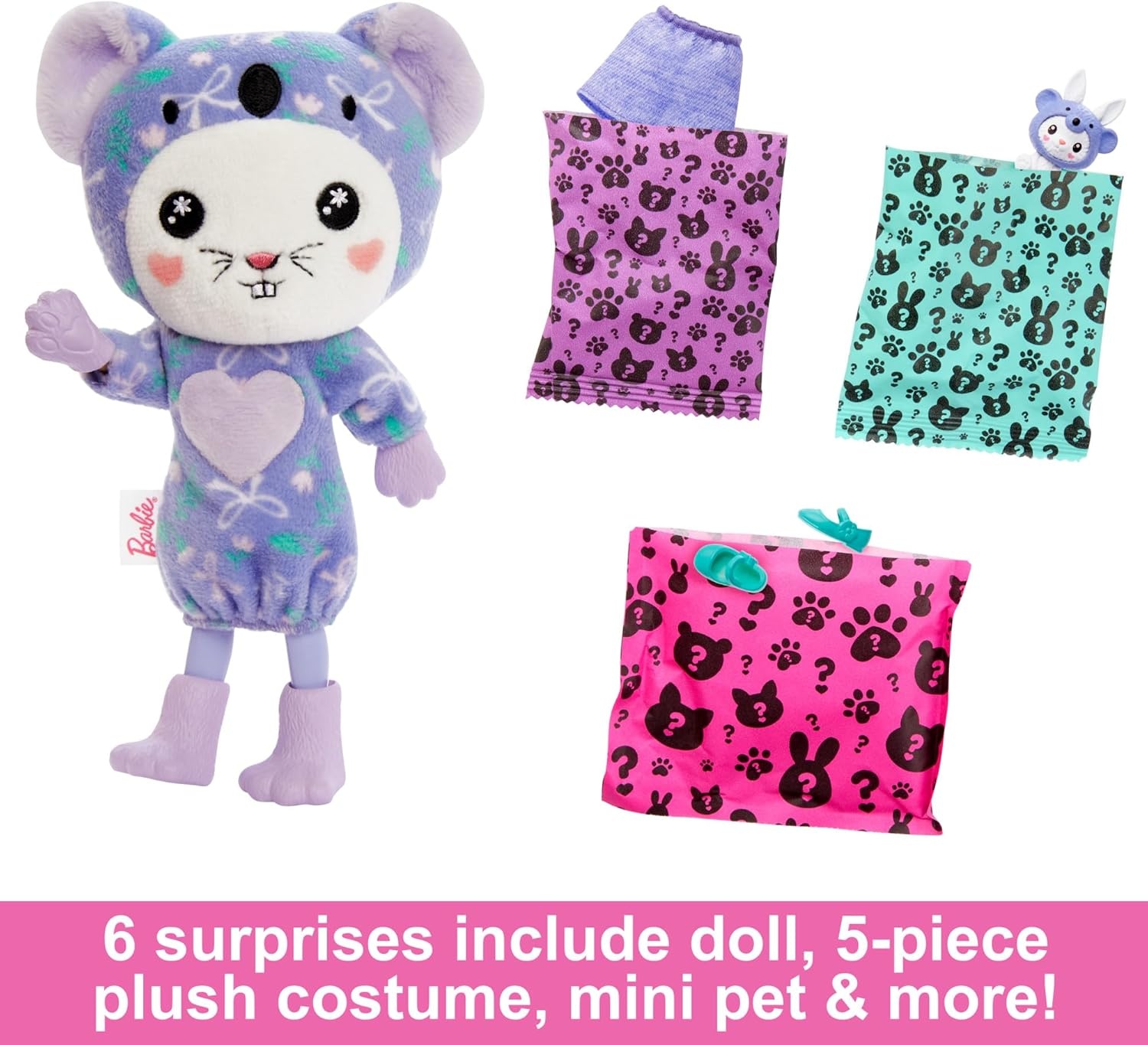 imageBarbie Cutie Reveal Chelsea Doll amp Accessories Animal Plush Costume amp 6 Surprises Including Color Change Kitten as Red PandaBunnyKoala