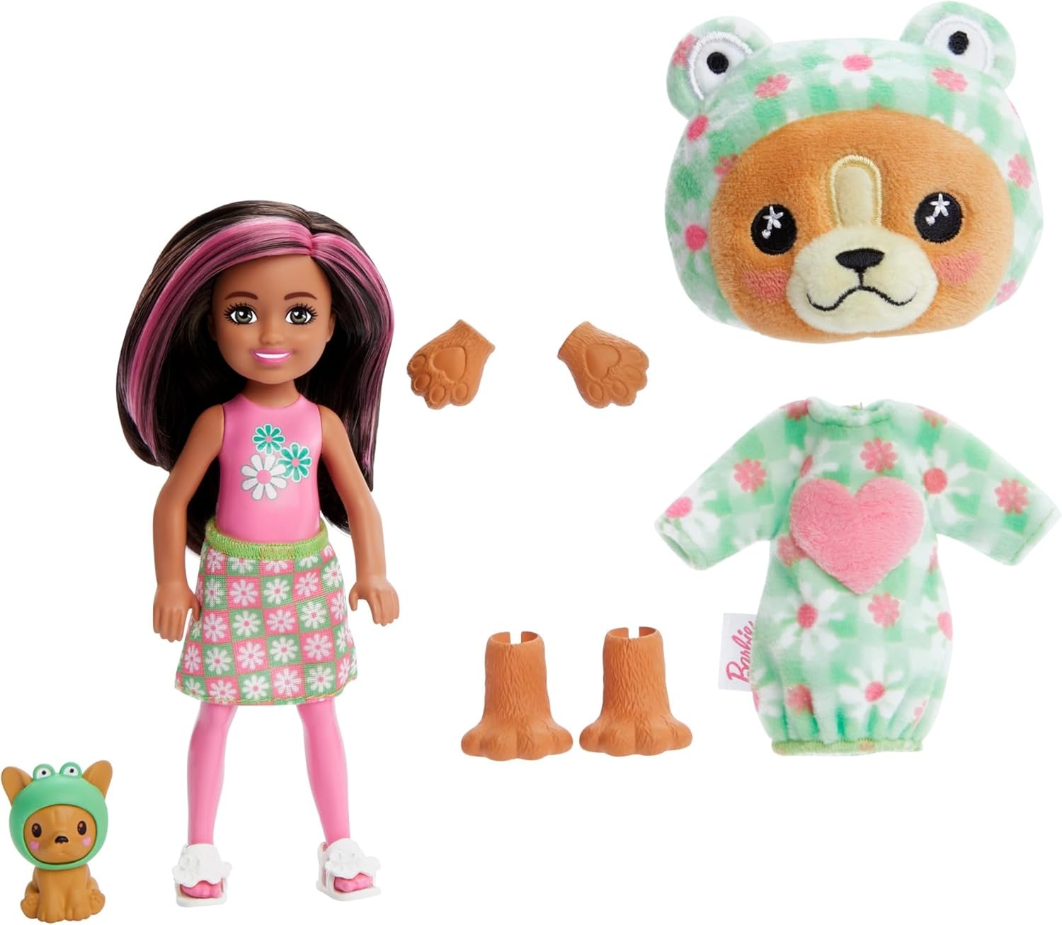 imageBarbie Cutie Reveal Chelsea Doll amp Accessories Animal Plush Costume amp 6 Surprises Including Color Change Kitten as Red PandaDogFrog