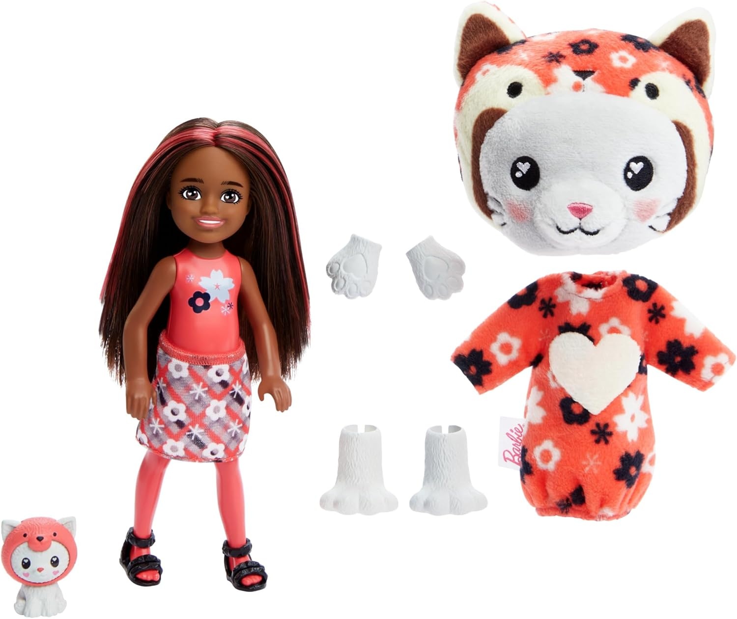 imageBarbie Cutie Reveal Chelsea Doll amp Accessories Animal Plush Costume amp 6 Surprises Including Color Change Kitten as Red PandaKittyRed Panda