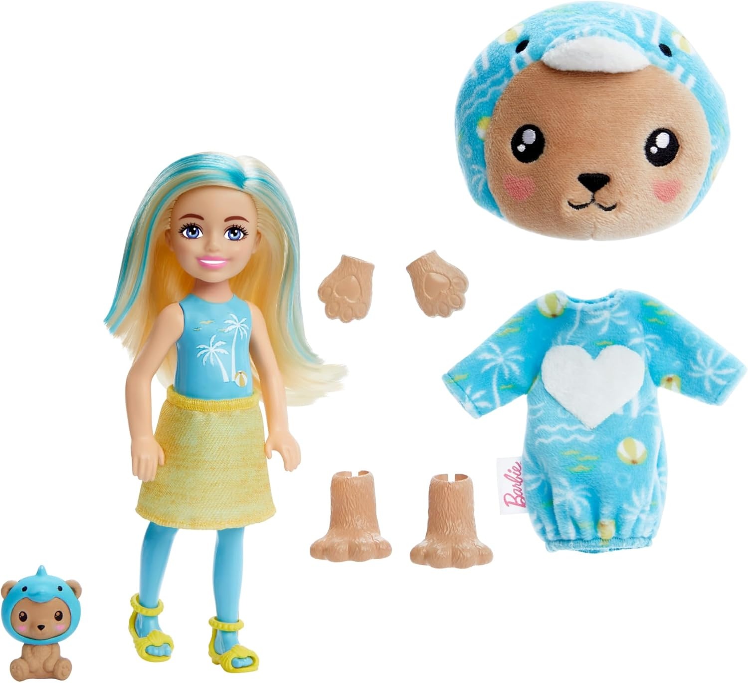 imageBarbie Cutie Reveal Chelsea Doll amp Accessories Animal Plush Costume amp 6 Surprises Including Color Change Kitten as Red PandaTeddyDolphin