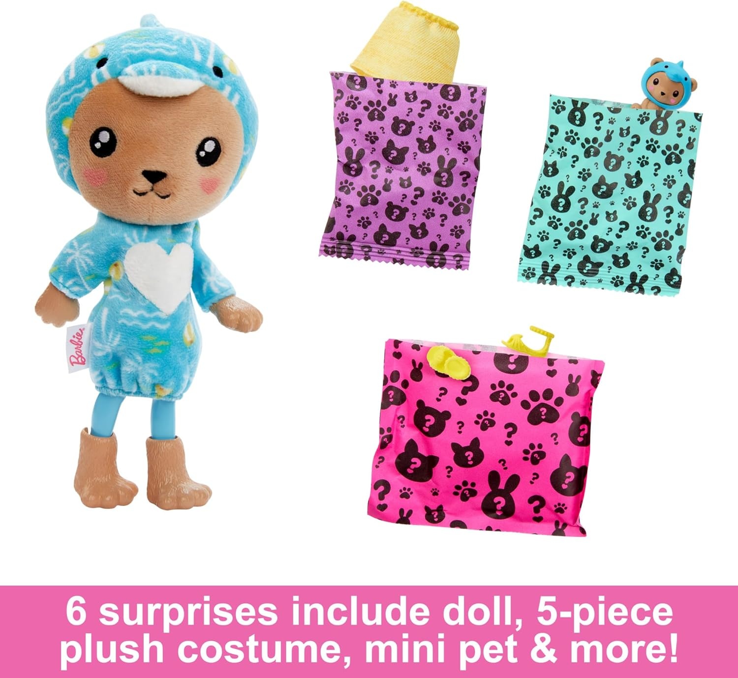 imageBarbie Cutie Reveal Chelsea Doll amp Accessories Animal Plush Costume amp 6 Surprises Including Color Change Kitten as Red PandaTeddyDolphin