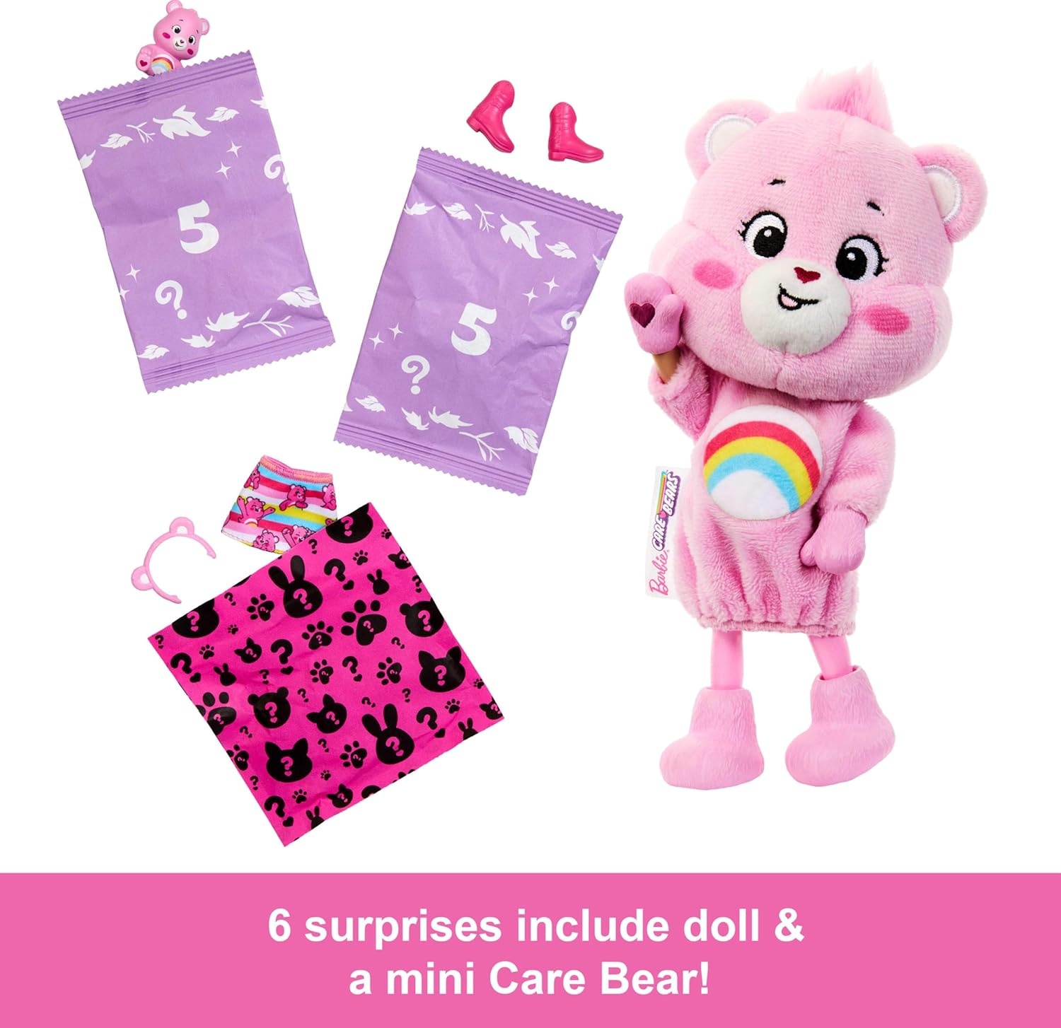 imageBarbie Cutie Reveal Chelsea Doll amp Accessories Care Bears Series Small Doll with Costume amp 6 Surprises Styles May Vary