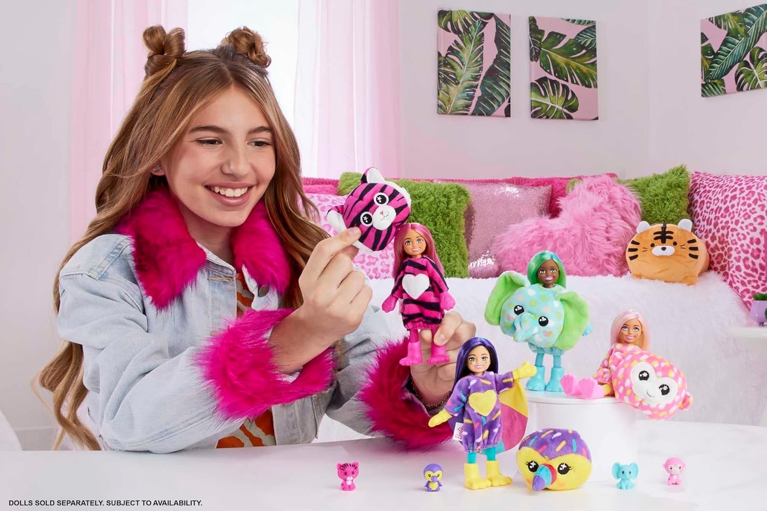 imageBarbie Cutie Reveal Chelsea Small Doll Jungle Series Monkey Plush Costume 7 Surprises Including Mini Pet amp Color ChangeElephant