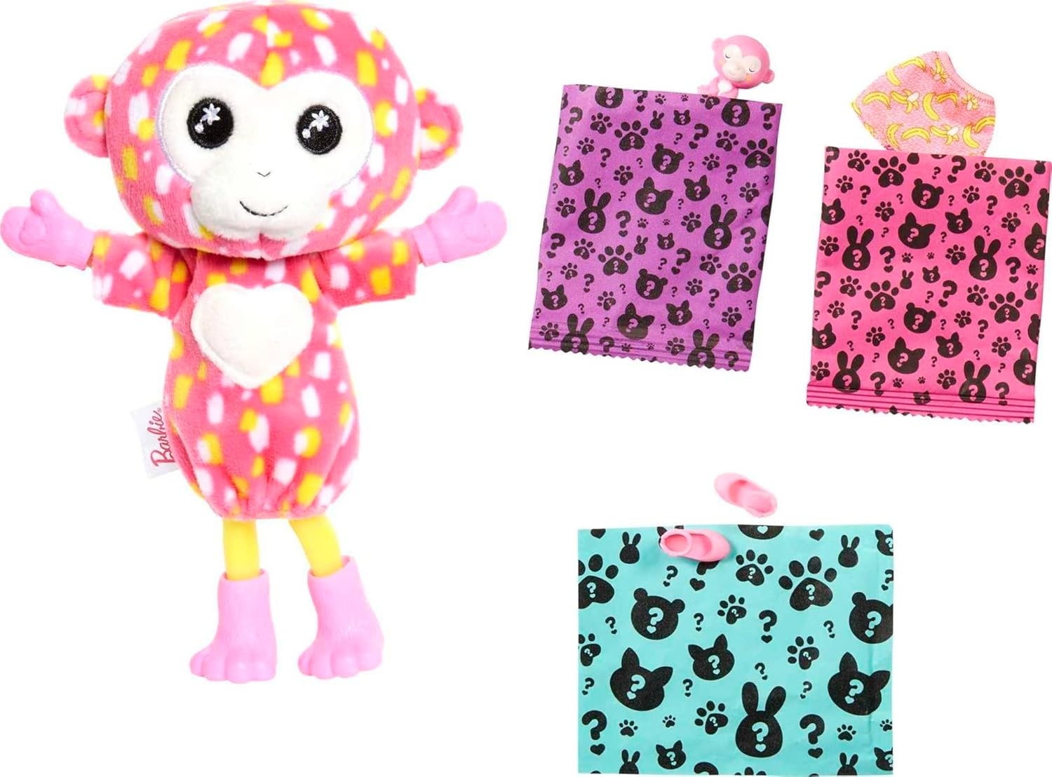 imageBarbie Cutie Reveal Chelsea Small Doll Jungle Series Monkey Plush Costume 7 Surprises Including Mini Pet amp Color ChangeMonkey