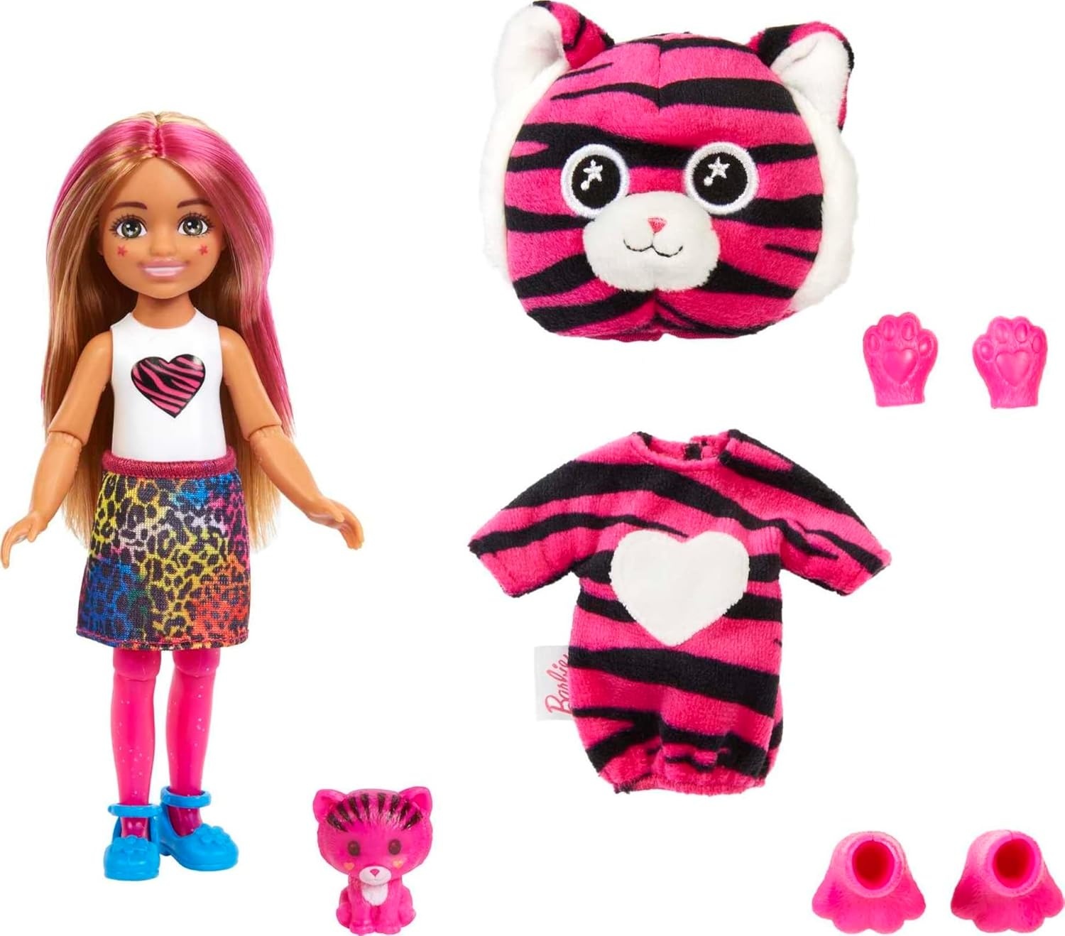 imageBarbie Cutie Reveal Chelsea Small Doll Jungle Series Monkey Plush Costume 7 Surprises Including Mini Pet amp Color ChangeTiger