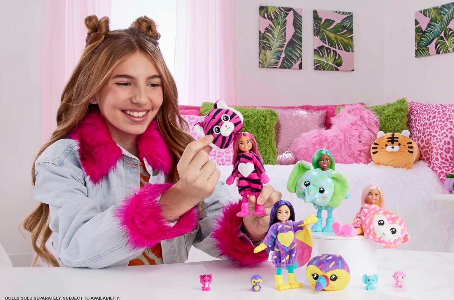 imageBarbie Cutie Reveal Chelsea Small Doll Jungle Series Monkey Plush Costume 7 Surprises Including Mini Pet amp Color ChangeTiger