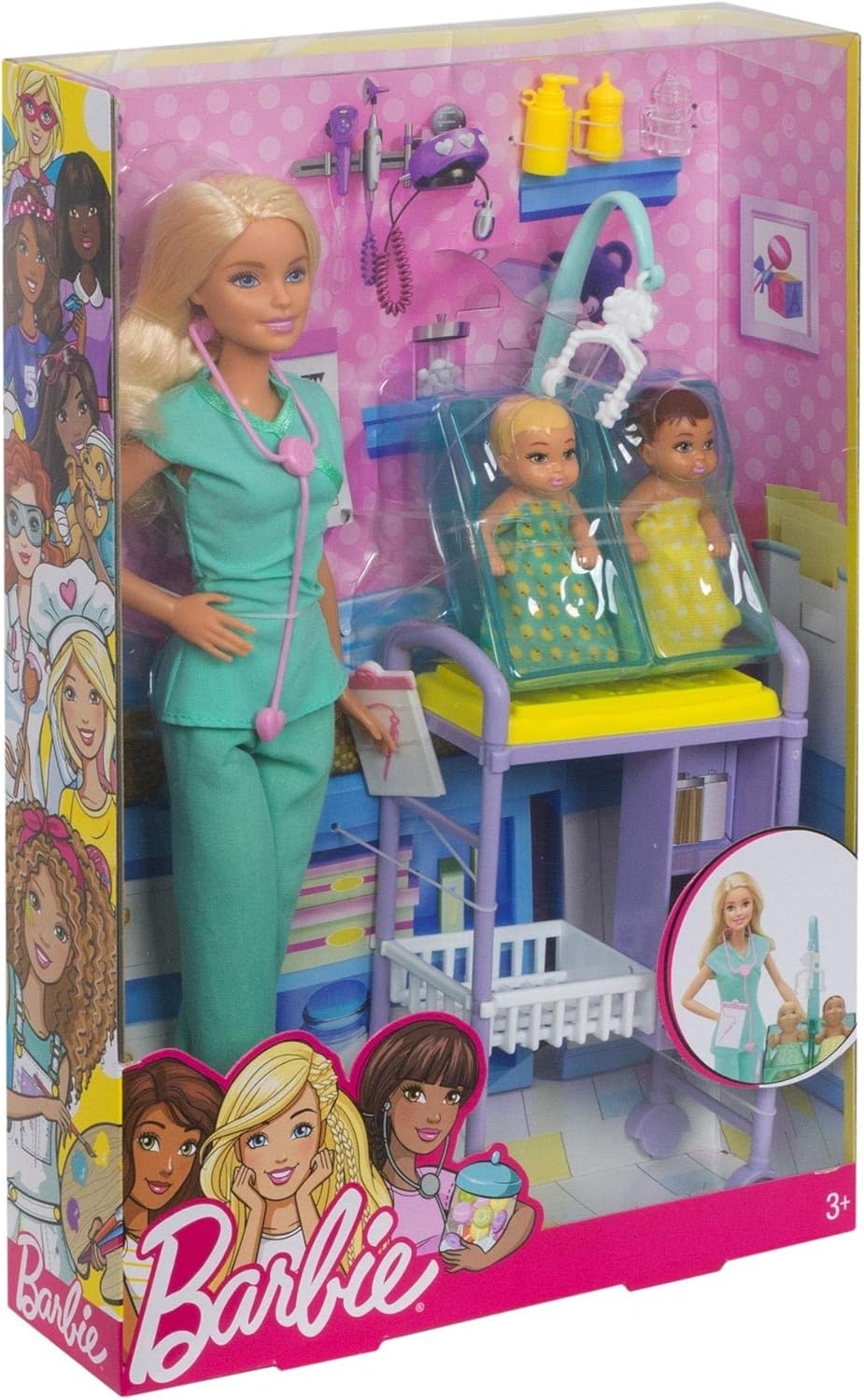 imageBarbie Doll Baby Doctor Play Set with Two Patients