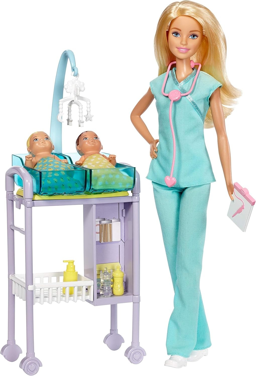 imageBarbie Doll Baby Doctor Play Set with Two Patients
