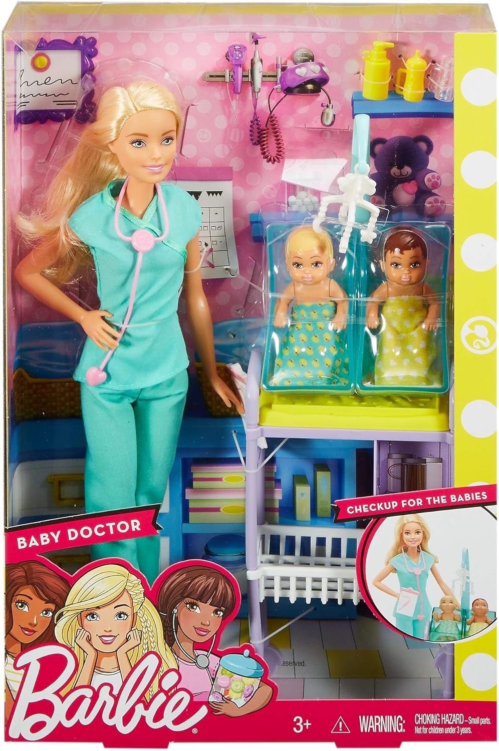 imageBarbie Doll Baby Doctor Play Set with Two Patients