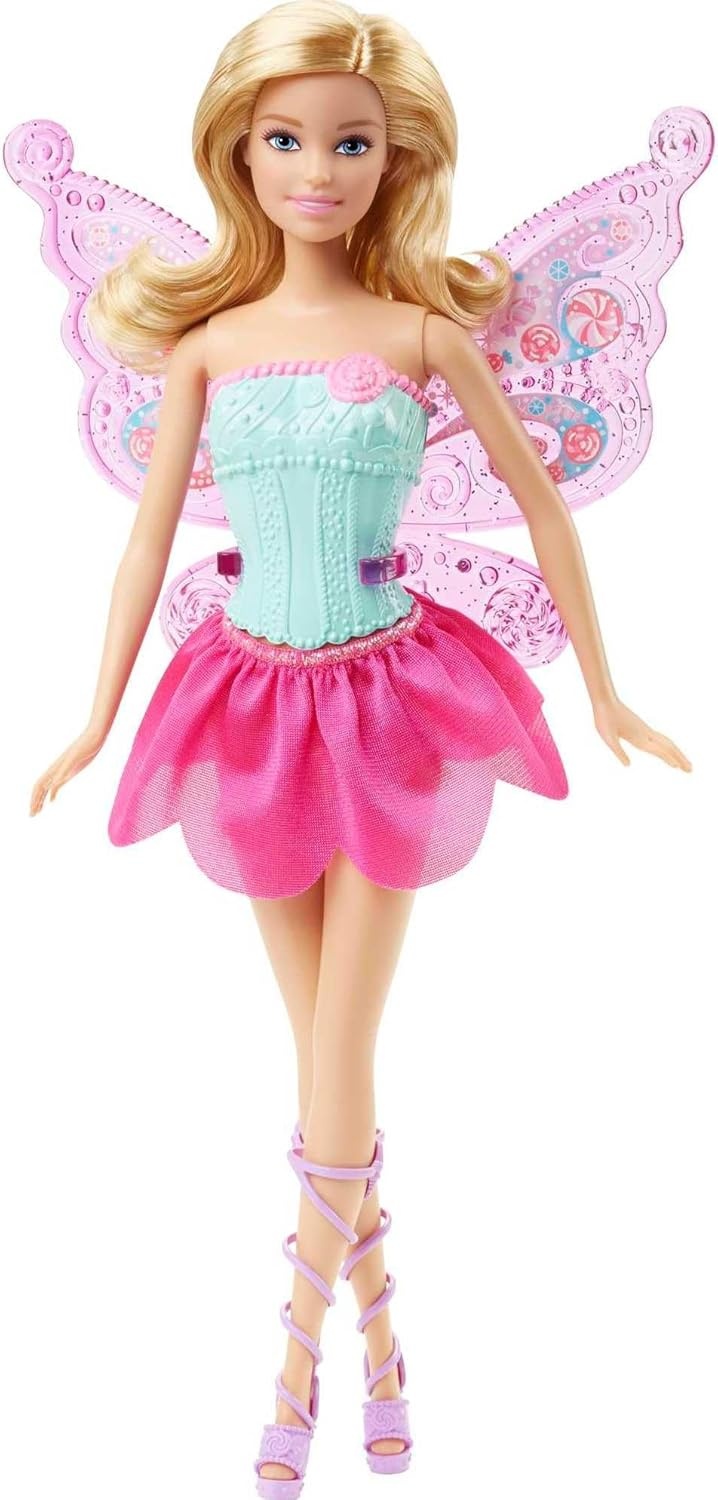 imageBarbie Doll Fantasy DressUp Set with Blonde Fashion Doll CandyInspired Clothes amp Accessories like Fairy Wings amp Mermaid TailBarbie Fantasy