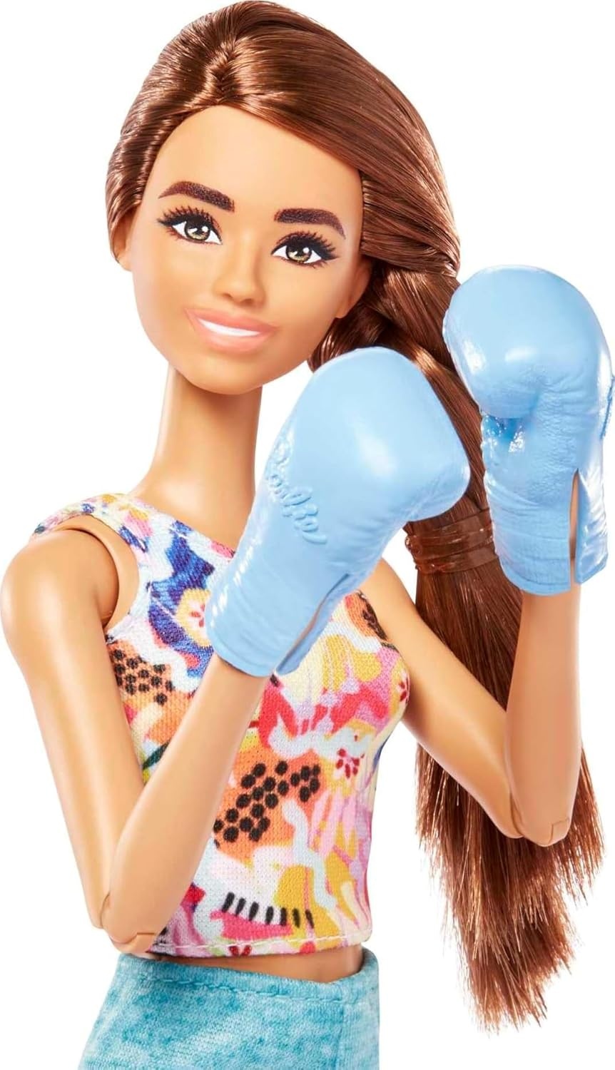 imageBarbie Doll Kids Toys Brunette Doll with Pet Puppy Barbie Sets Workout Theme with Accessories SelfCare Series Roller Skates and TennisBrunette