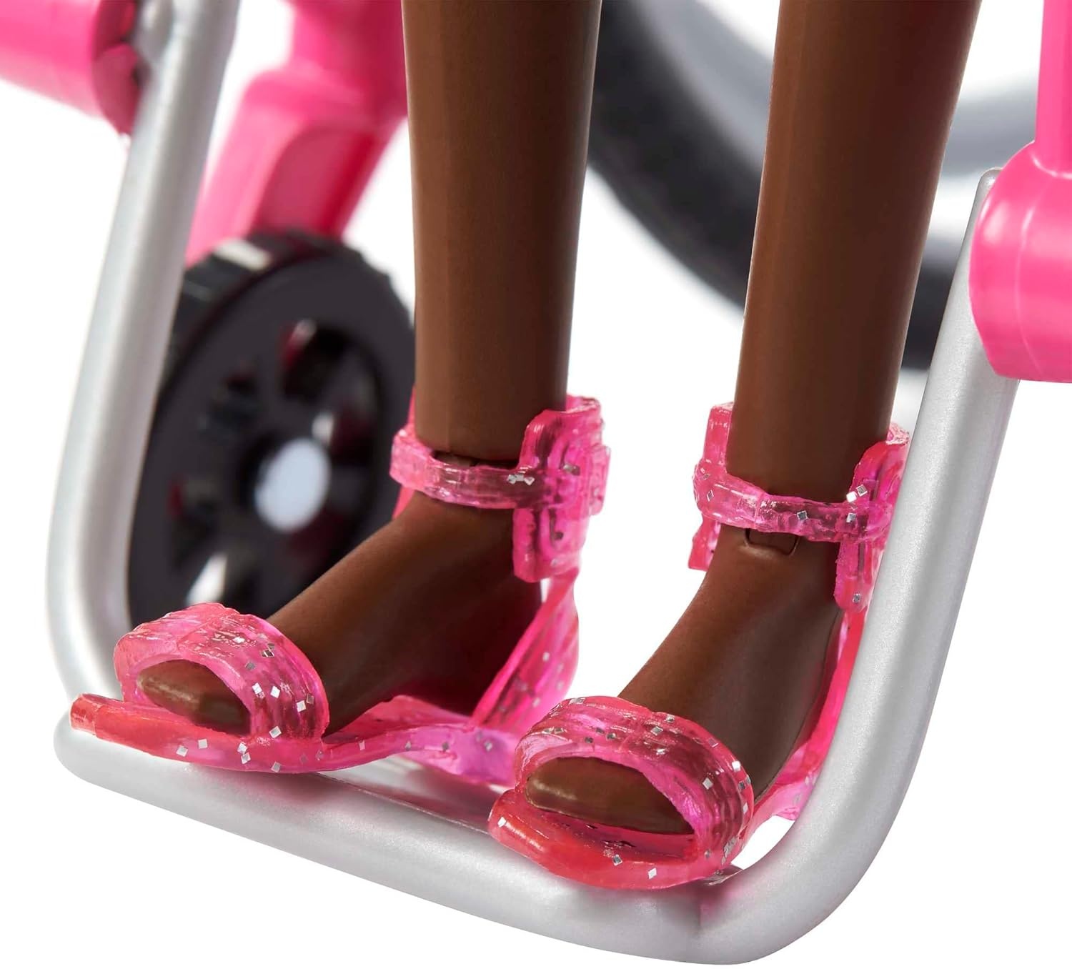 imageBarbie Doll with Wheelchair and Ramp Kids Toys Barbie Fashionistas Curly Black Hair Rainbow Heart Romper Clothes and Accessories