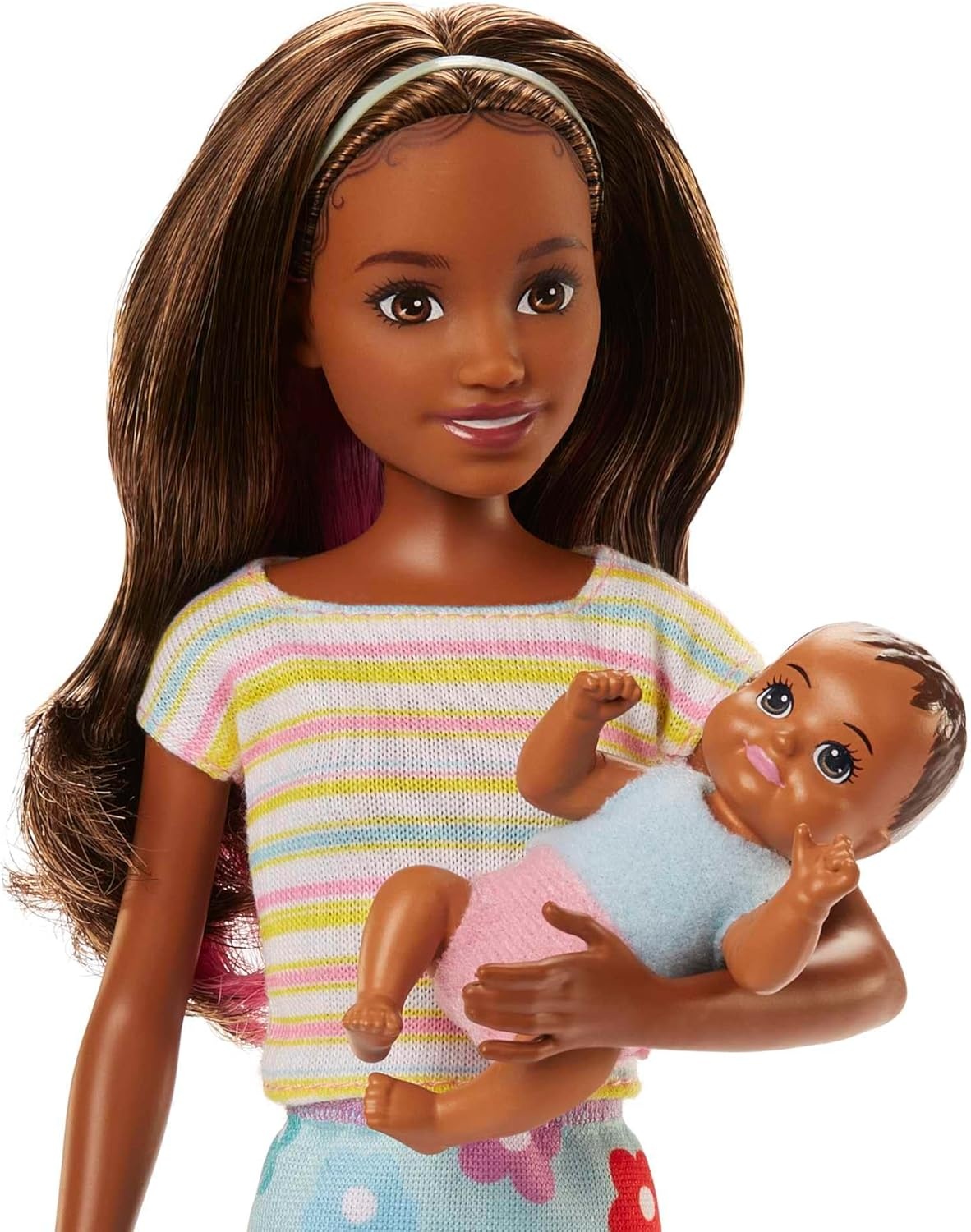 imageBarbie Dolls and Accessories Skipper Doll TwoTone Hair with Baby Figure and 5 Accessories Babysitters Inc Playset Multicolor HJY32Multicolor