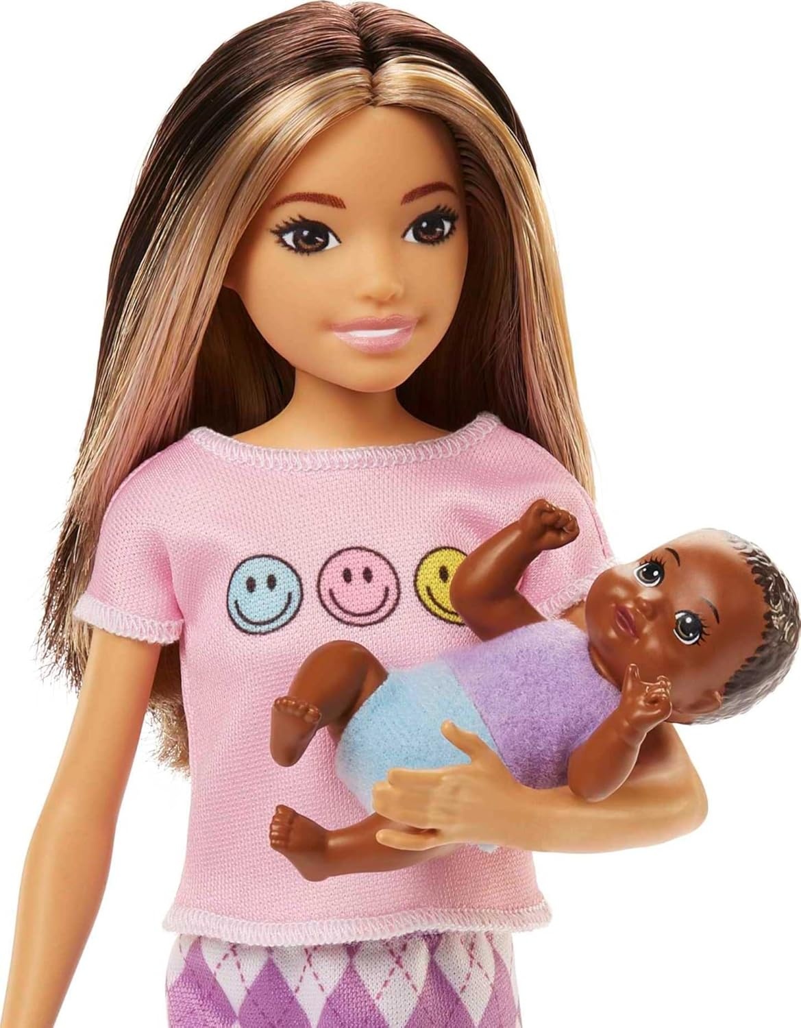 imageBarbie Dolls and Accessories Skipper Doll TwoTone Hair with Baby Figure and 5 Accessories Babysitters Inc Playset Multicolor HJY32Multicolor
