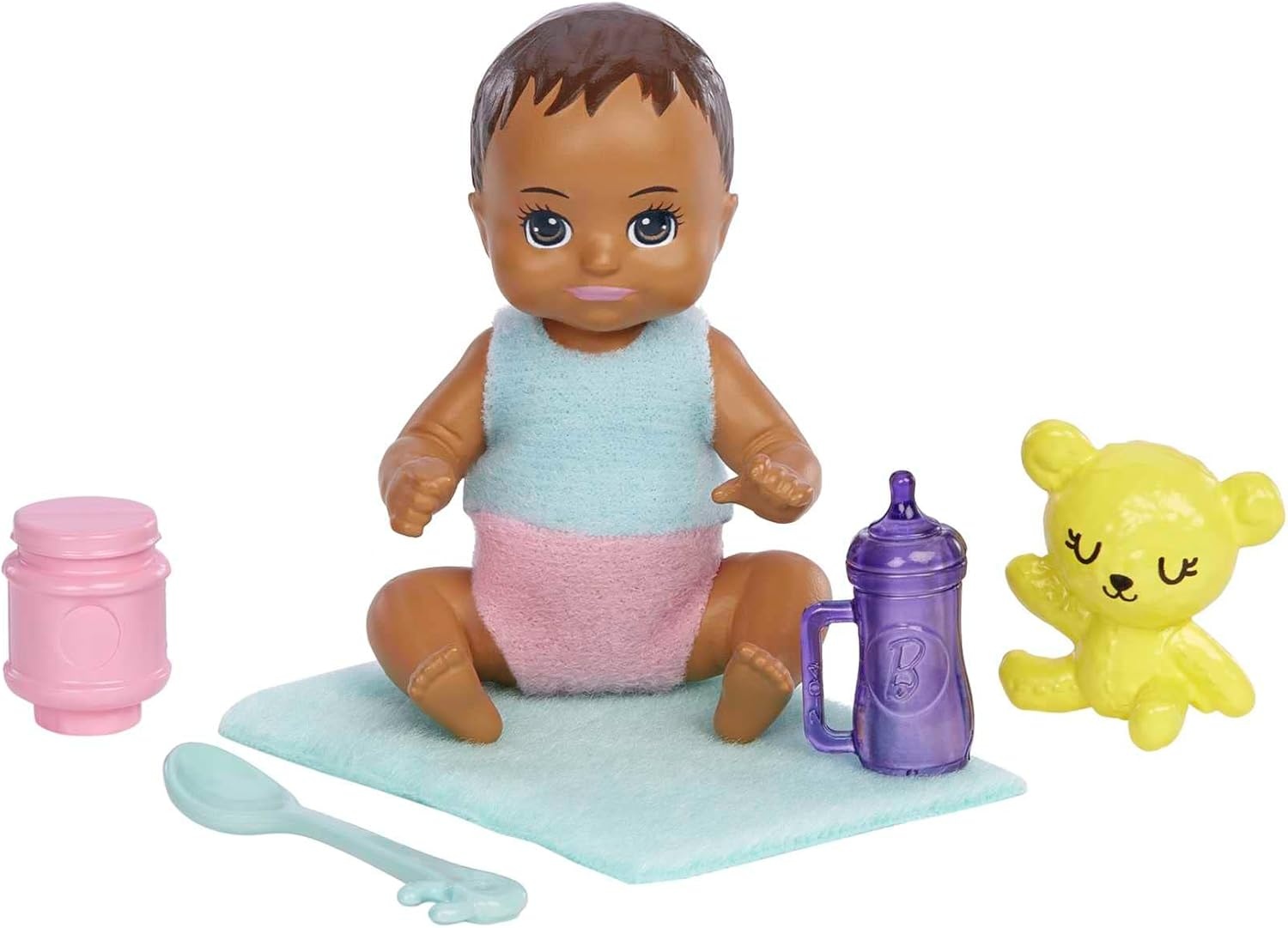 imageBarbie Dolls and Accessories Skipper Doll TwoTone Hair with Baby Figure and 5 Accessories Babysitters Inc Playset Multicolor HJY32Multicolor
