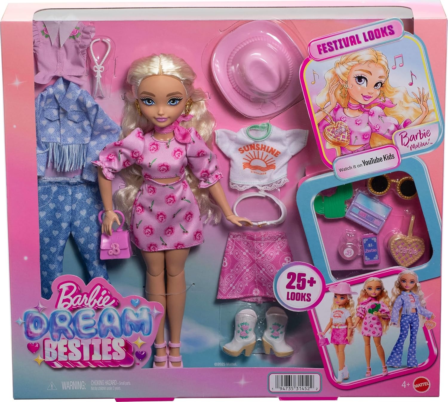 imageBarbie Dream Besties Festival Looks Set Including Barbie Malibu Doll with Long Blonde Stylized Hair 10 Removable Fashions amp Accessories