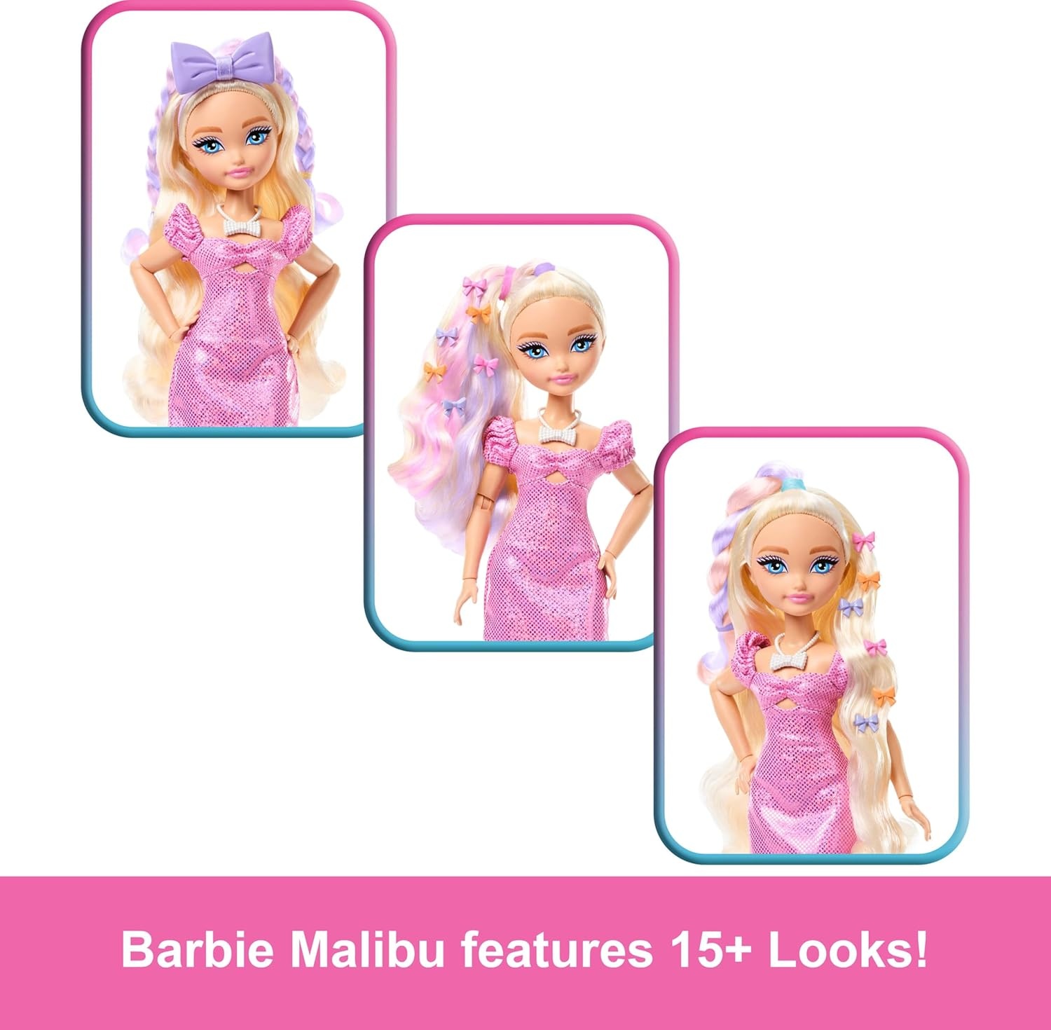 imageBarbie Dream GET Ready Malibu Fashion Doll with Stylized Hair Including Surprise Hair Accessories amp 15 LooksMalibu