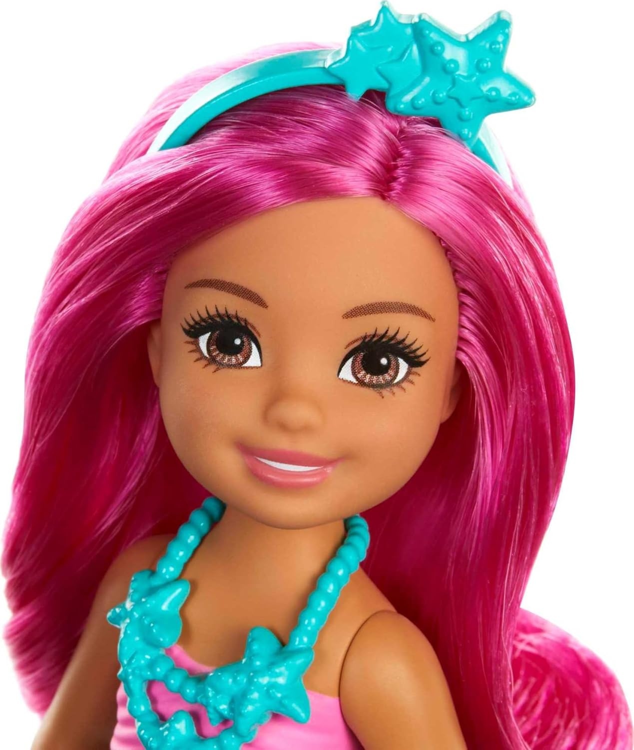 imageBarbie Dreamtopia Chelsea Mermaid Doll with Pink Hair amp Tail Royal Headband Accessory Small Doll Bends at WaistPink