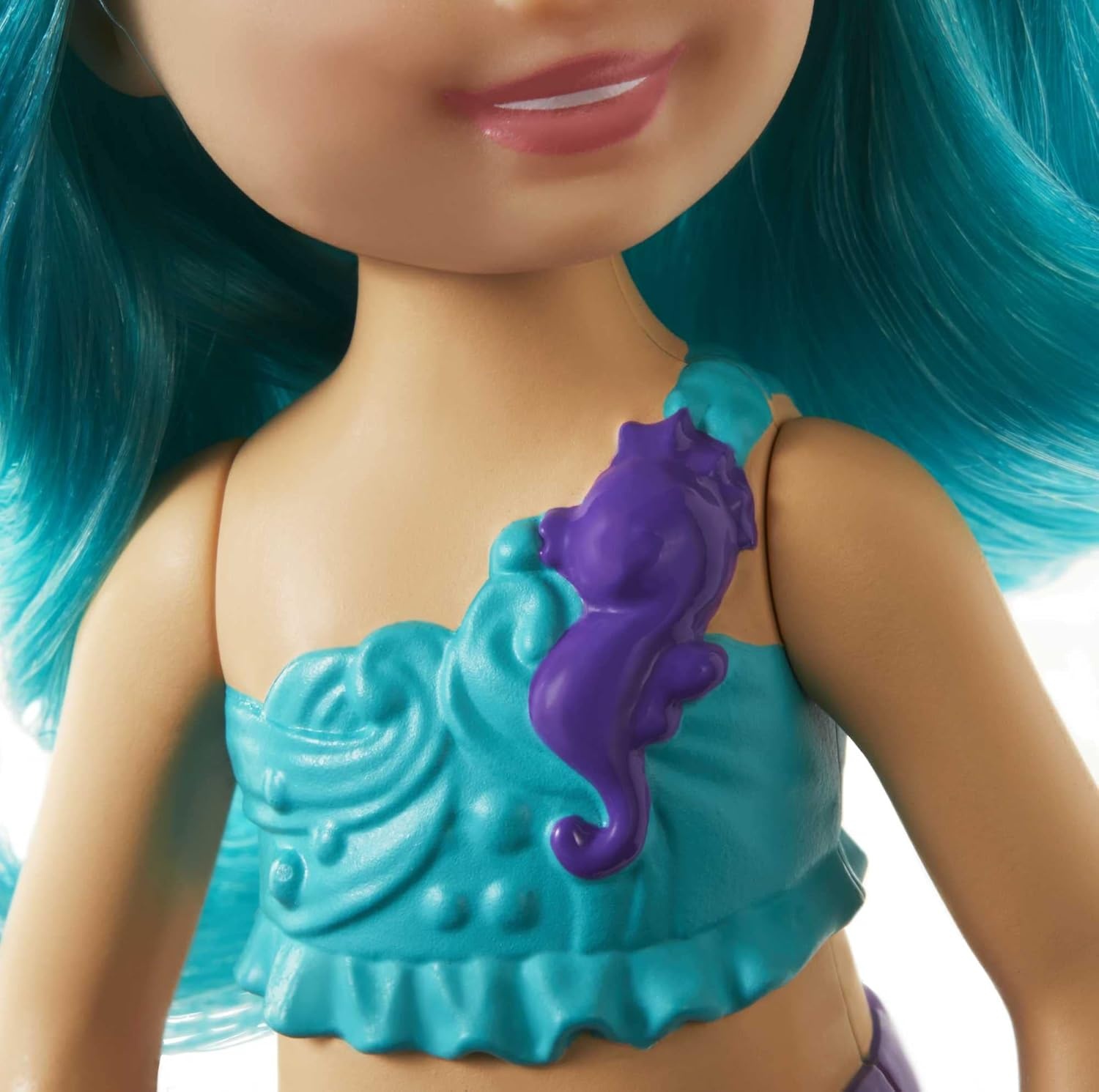 imageBarbie Dreamtopia Chelsea Mermaid Doll with Pink Hair amp Tail Royal Headband Accessory Small Doll Bends at WaistTeal