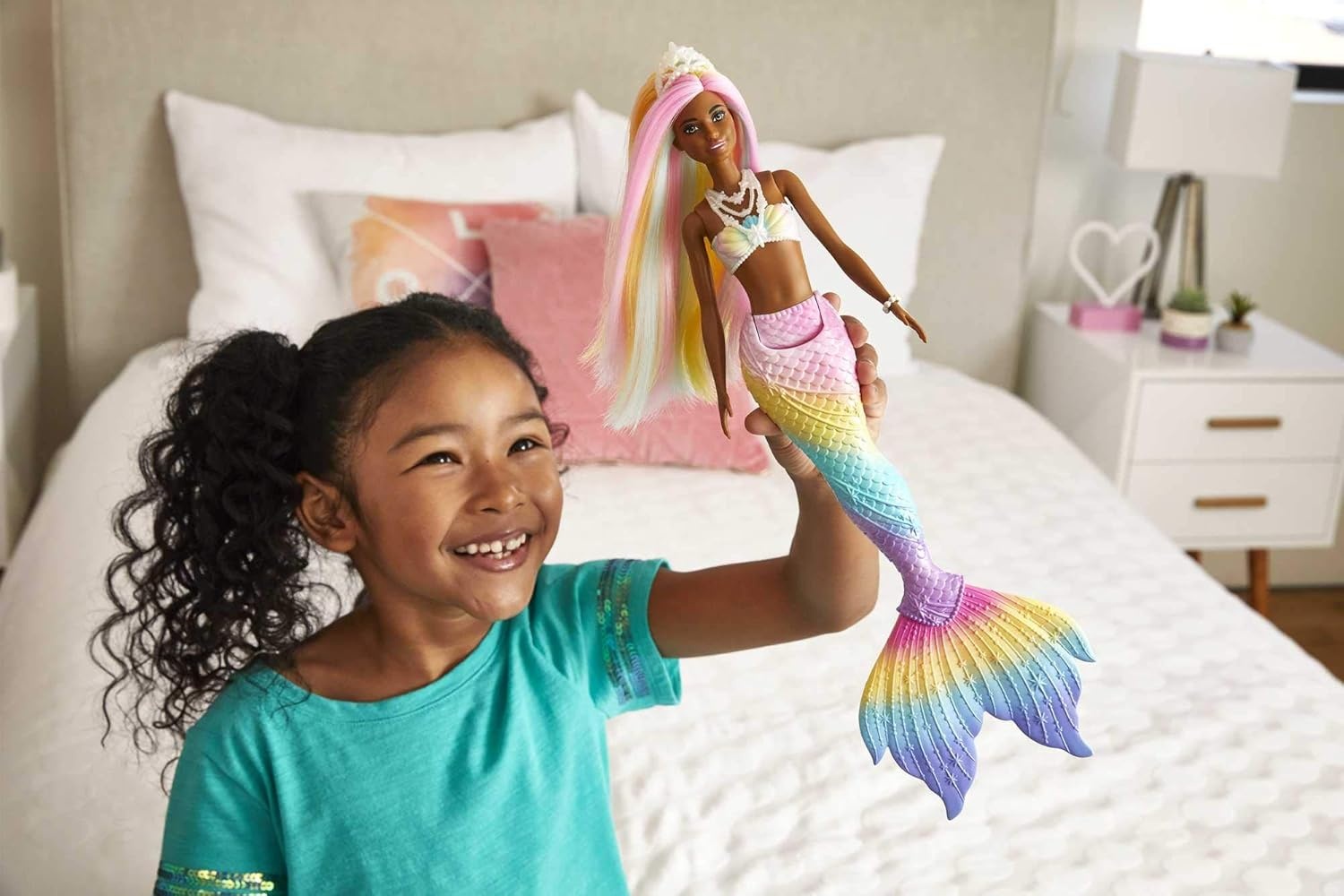 imageBarbie Dreamtopia Doll Rainbow Magic Mermaid with Rainbow Hair and Blue Eyes WaterActivated ColorChange FeatureBrown rainbow