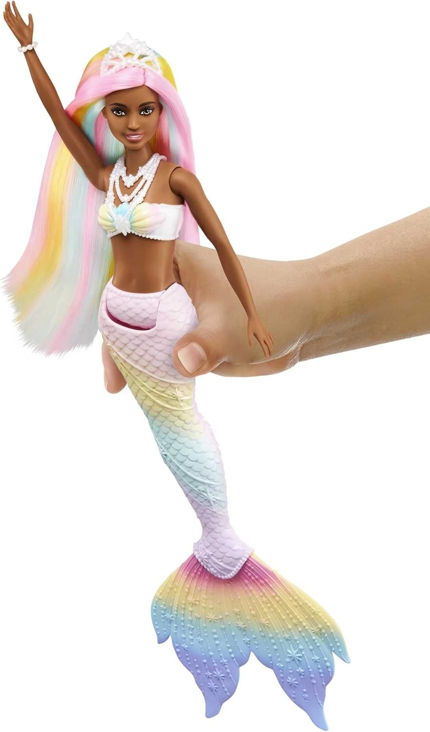 imageBarbie Dreamtopia Doll Rainbow Magic Mermaid with Rainbow Hair and Blue Eyes WaterActivated ColorChange FeatureBrown rainbow