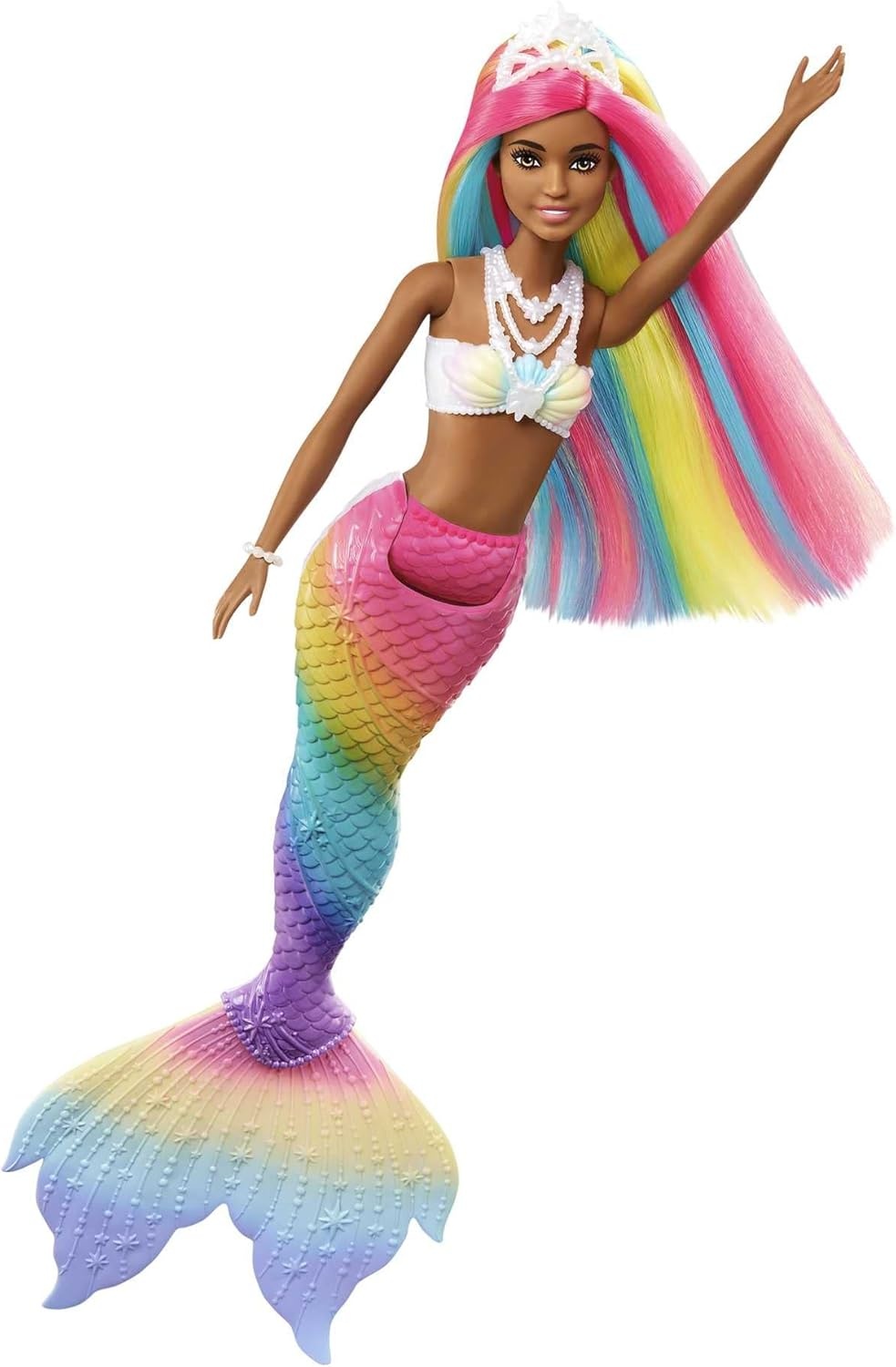 imageBarbie Dreamtopia Doll Rainbow Magic Mermaid with Rainbow Hair and Blue Eyes WaterActivated ColorChange FeatureBrown rainbow