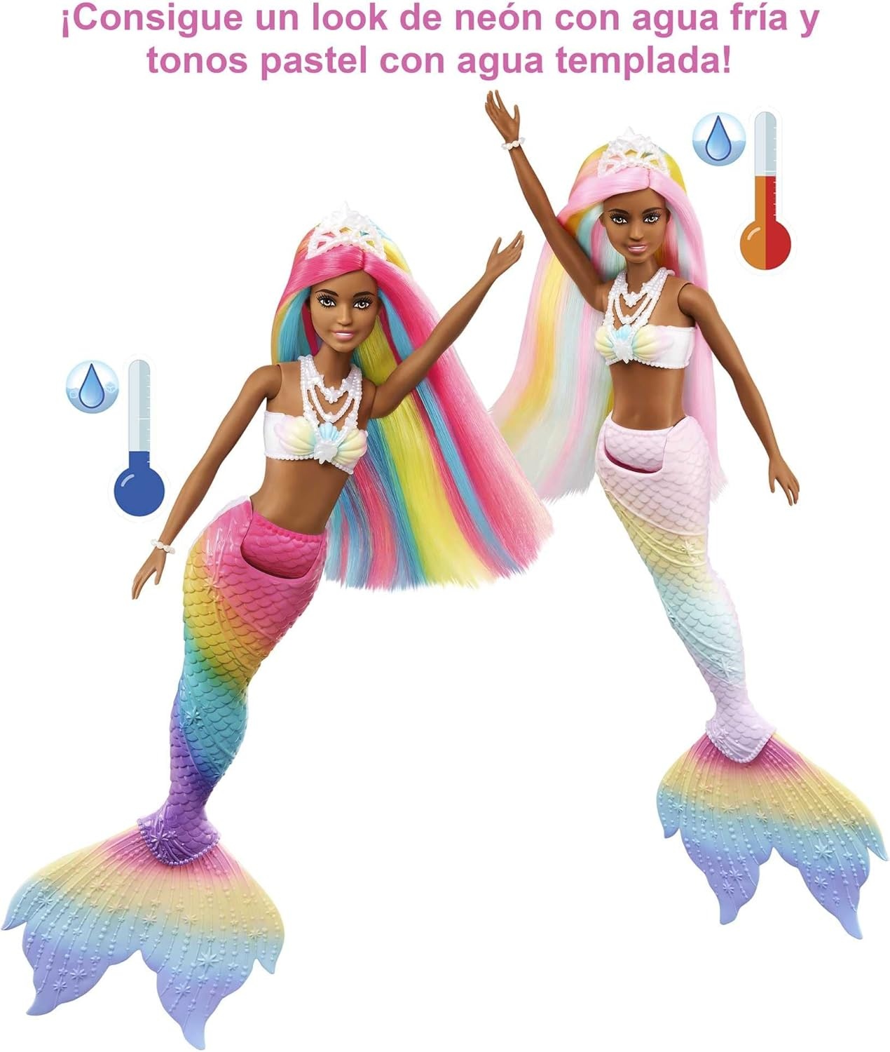 imageBarbie Dreamtopia Doll Rainbow Magic Mermaid with Rainbow Hair and Blue Eyes WaterActivated ColorChange FeatureBrown rainbow
