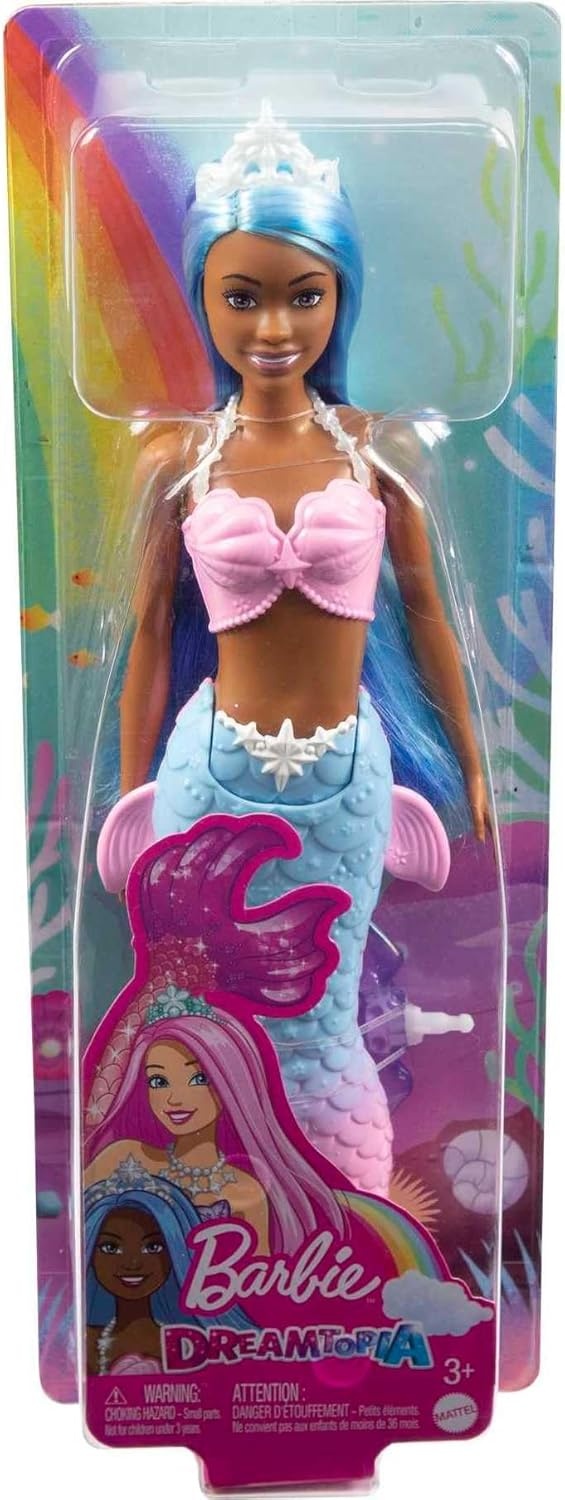 imageBarbie Dreamtopia Mermaid Doll with Curvy Body Pink Hair Pink Ombre Tail amp Headband AccessoryBlue