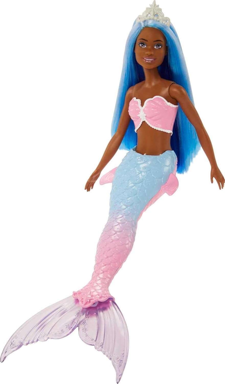 imageBarbie Dreamtopia Mermaid Doll with Curvy Body Pink Hair Pink Ombre Tail amp Headband AccessoryBlue