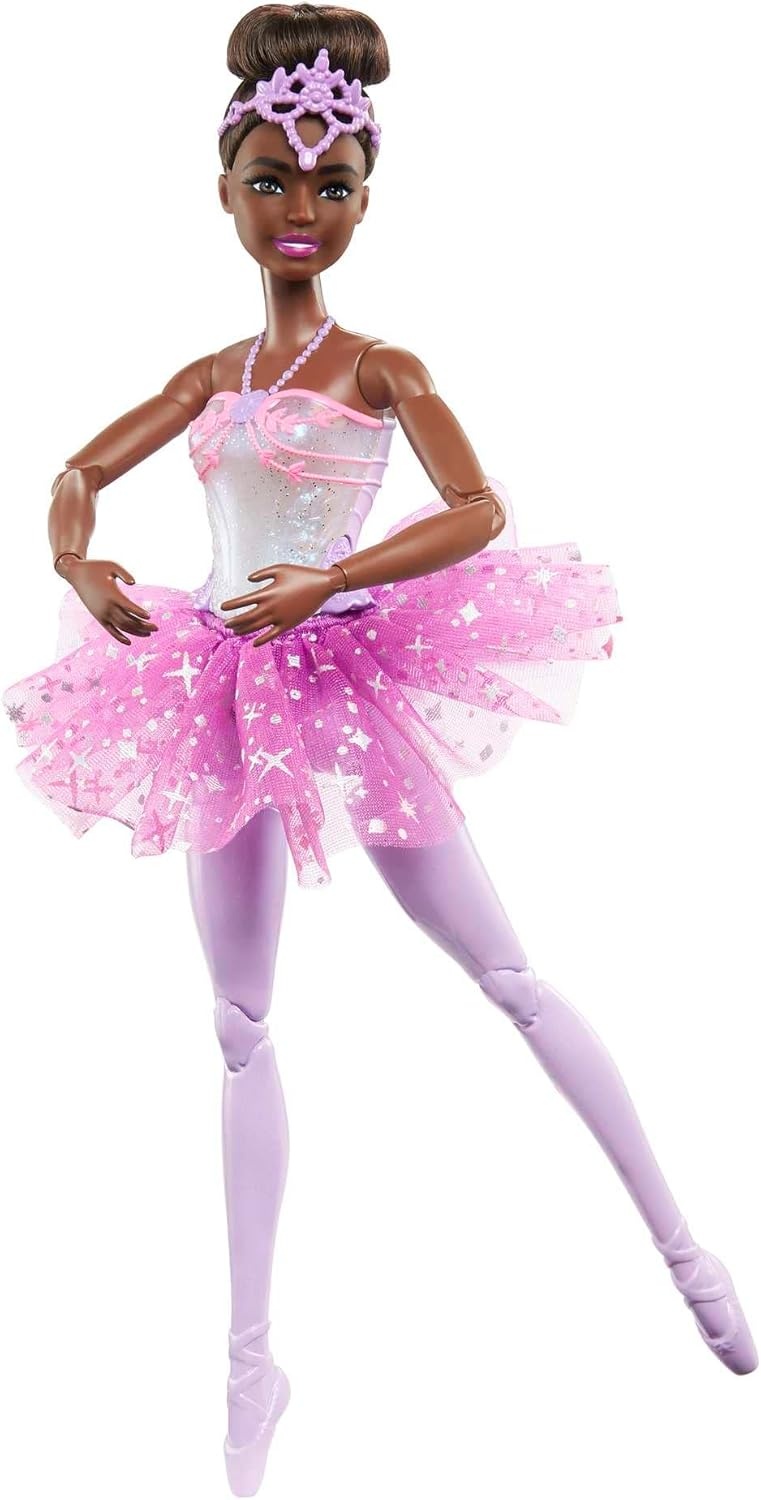 imageBarbie Dreamtopia Twinkle Lights Ballerina Doll with Brunette Hair amp LightUp Feature Wearing Removable Headband amp Purple TutuMulticolor