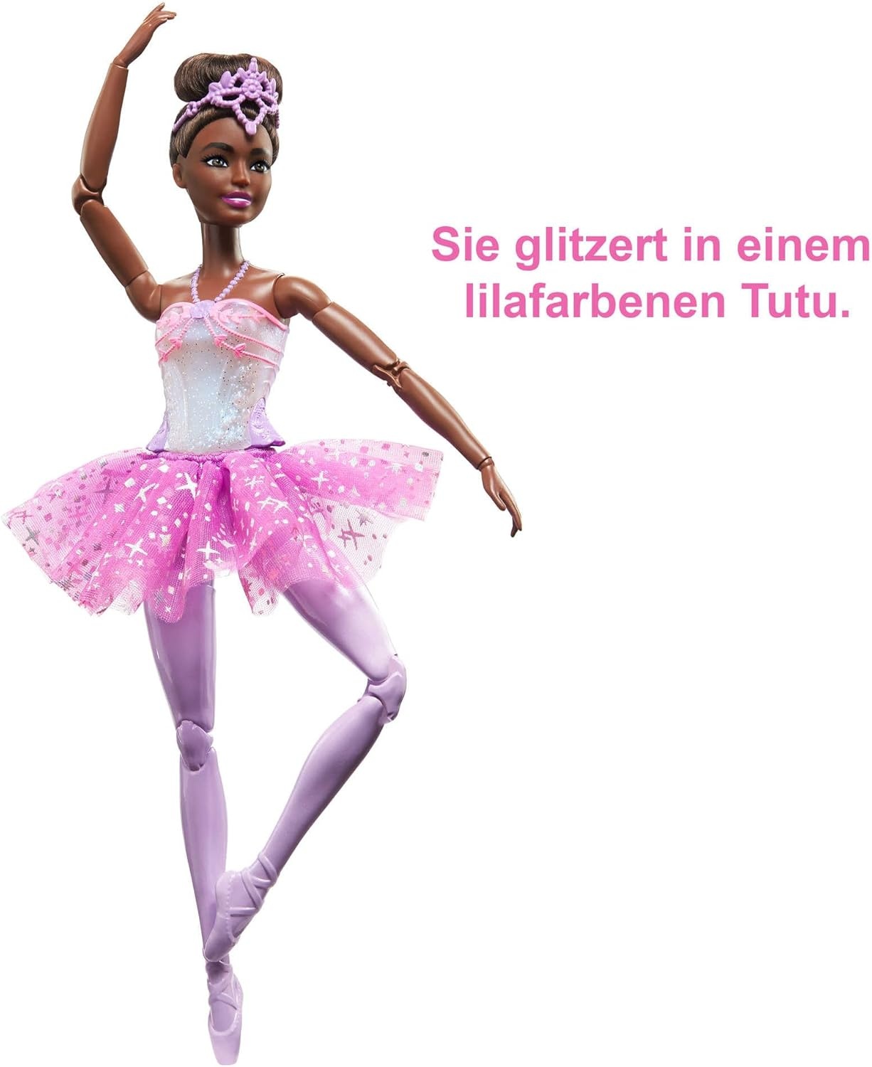 imageBarbie Dreamtopia Twinkle Lights Ballerina Doll with Brunette Hair amp LightUp Feature Wearing Removable Headband amp Purple TutuMulticolor