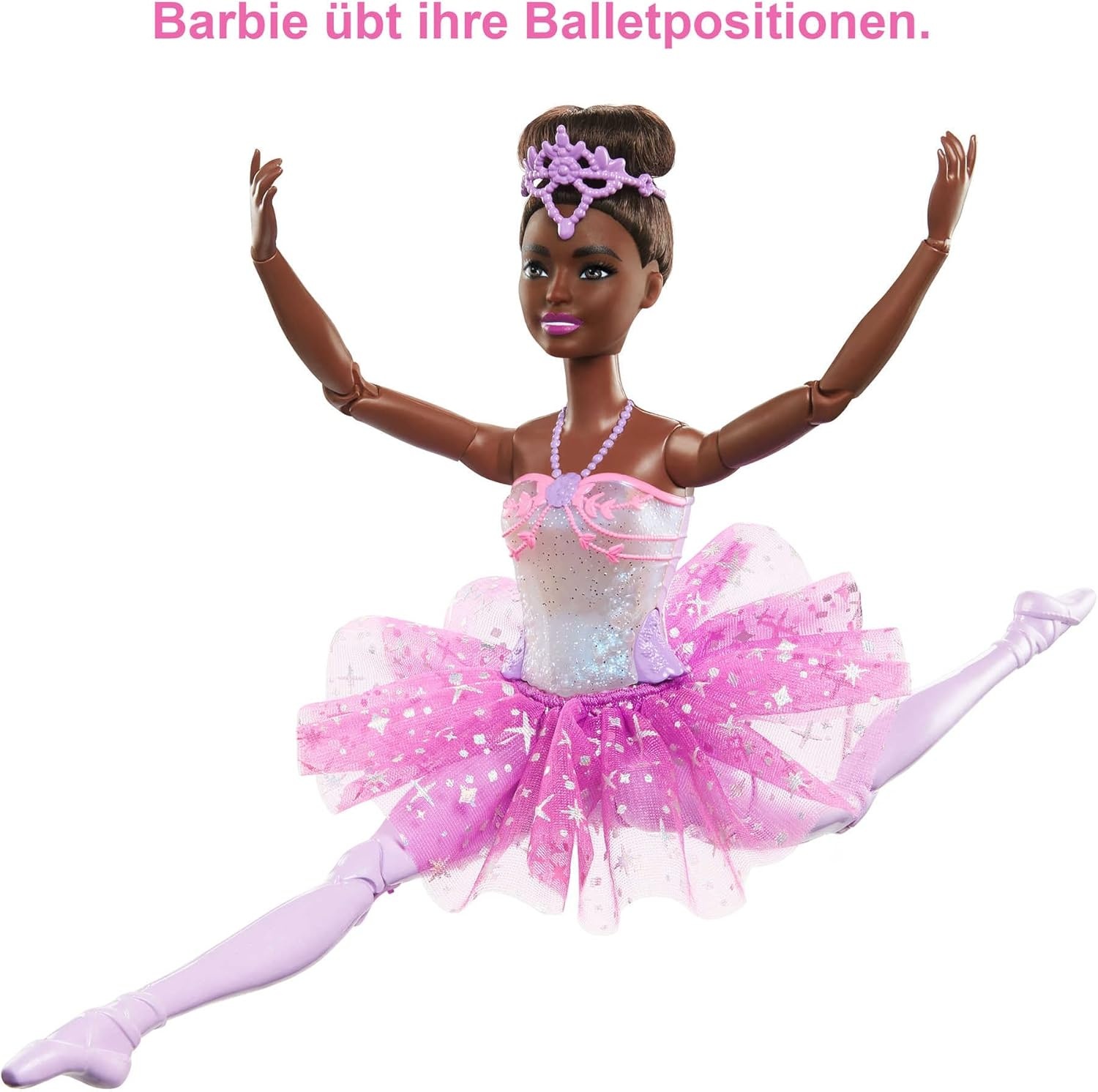 imageBarbie Dreamtopia Twinkle Lights Ballerina Doll with Brunette Hair amp LightUp Feature Wearing Removable Headband amp Purple TutuMulticolor