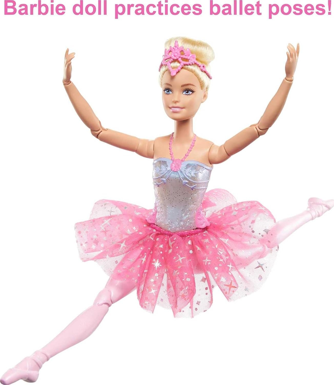 imageBarbie Dreamtopia Twinkle Lights Ballerina Doll with Brunette Hair amp LightUp Feature Wearing Removable Headband amp Purple TutuPink