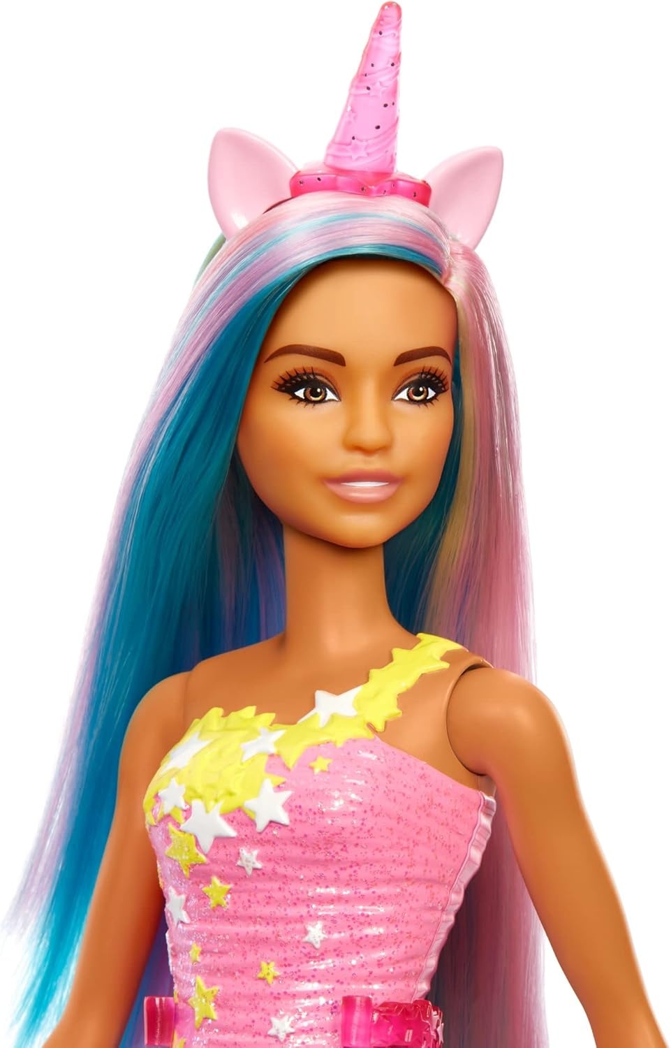 imageBarbie Dreamtopia Unicorn Fashion Doll with Blue amp Purple Hair Wesring Removable Skirt amp Accessories Including Pink Unicorn Headband amp TailMulticolor